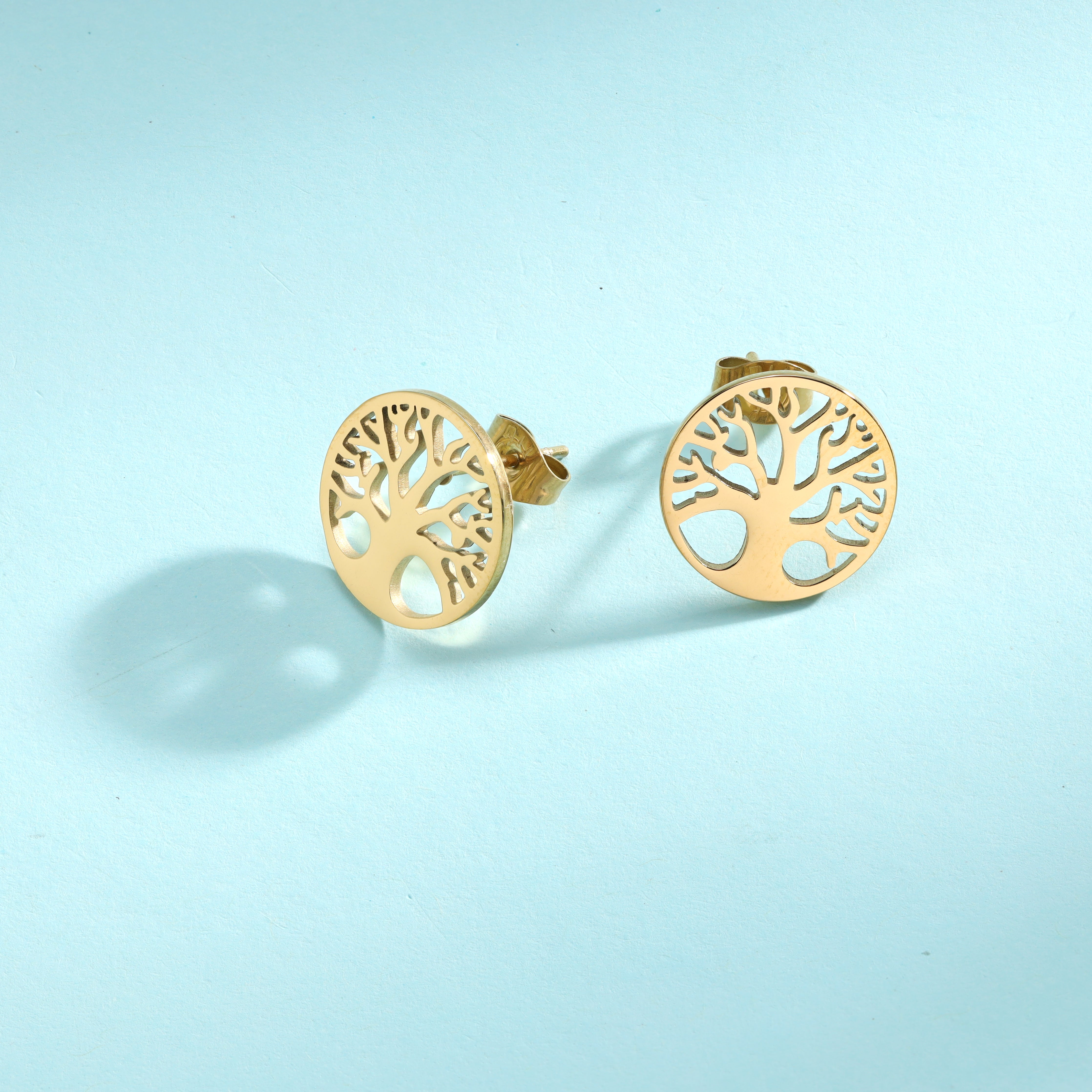 Damen Tree of Life Ohrringe aus Edelstahl 18K Vergoldet