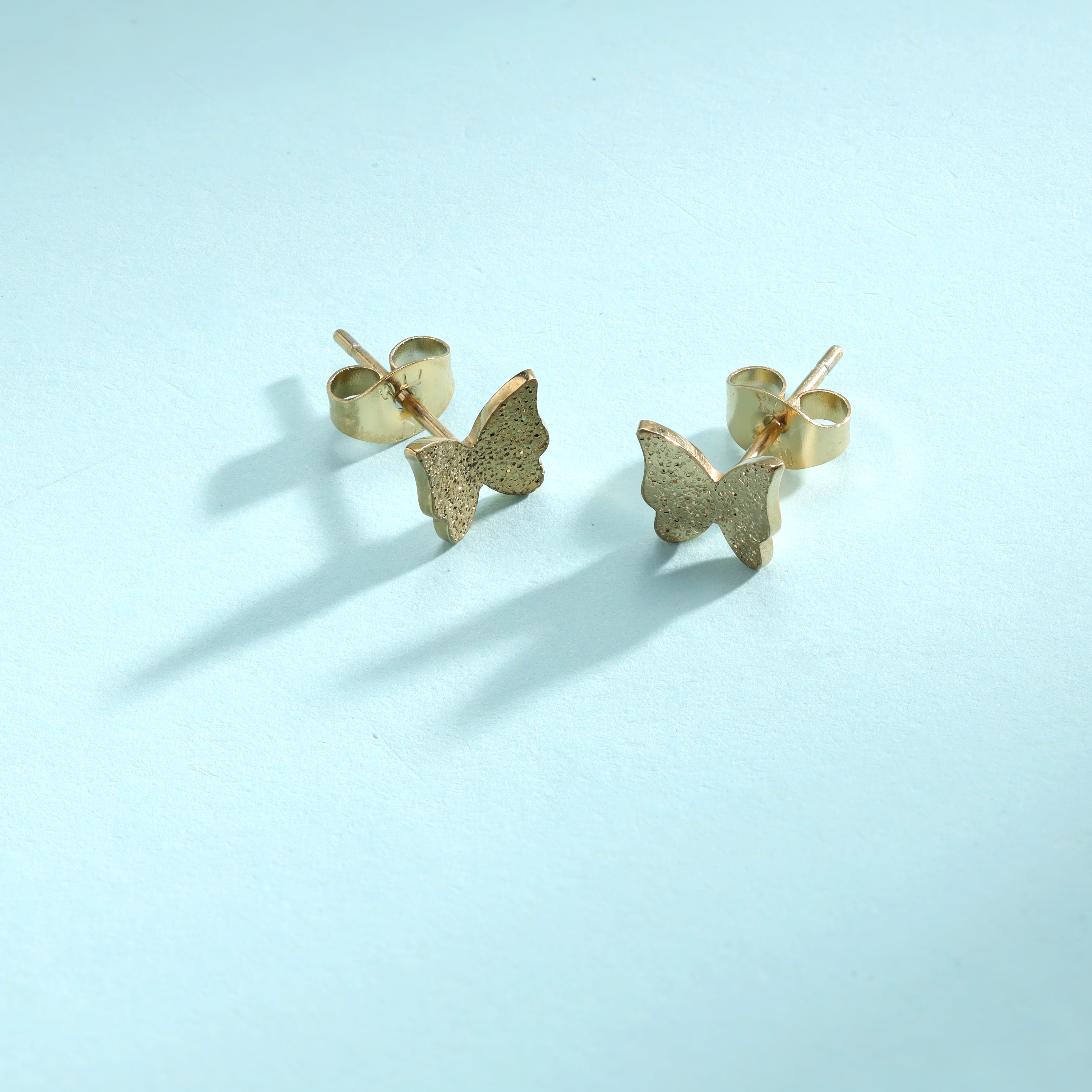 Women's butterfly earrings made of stainless steel 14K gold plated