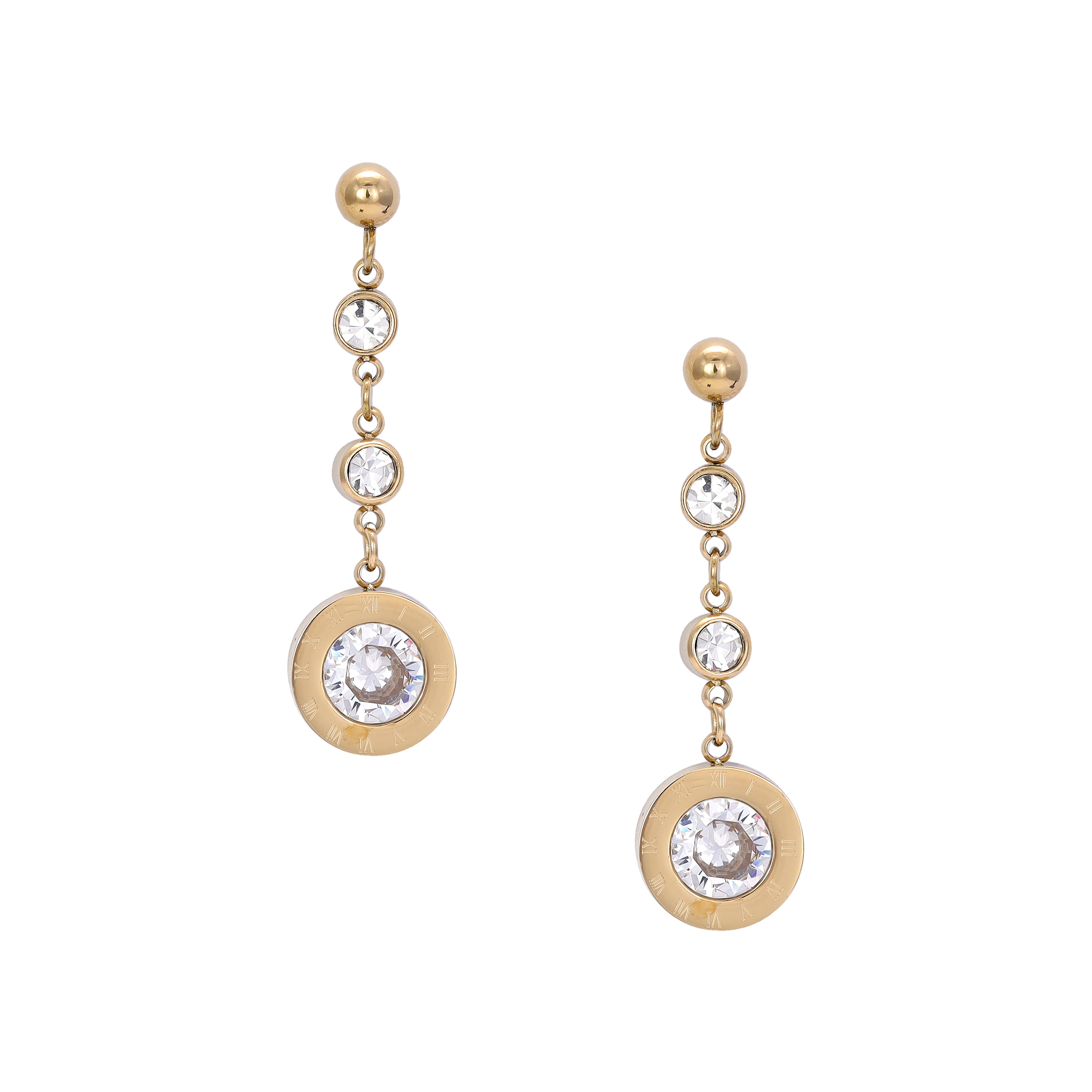 Women's Roman Earrings in Stainless Steel 14K Gold Plated