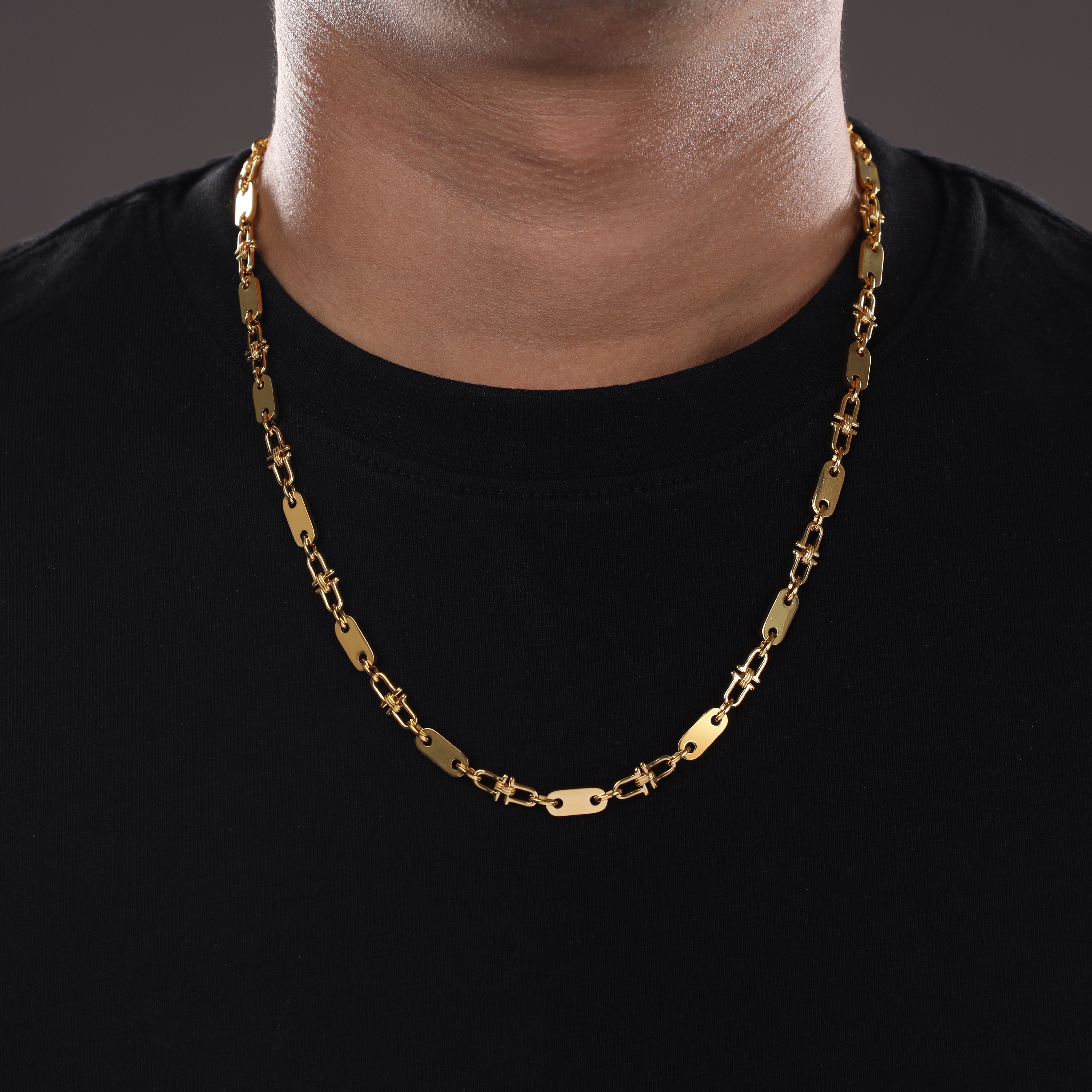 5mm plate chain made of stainless steel 18K gold plated