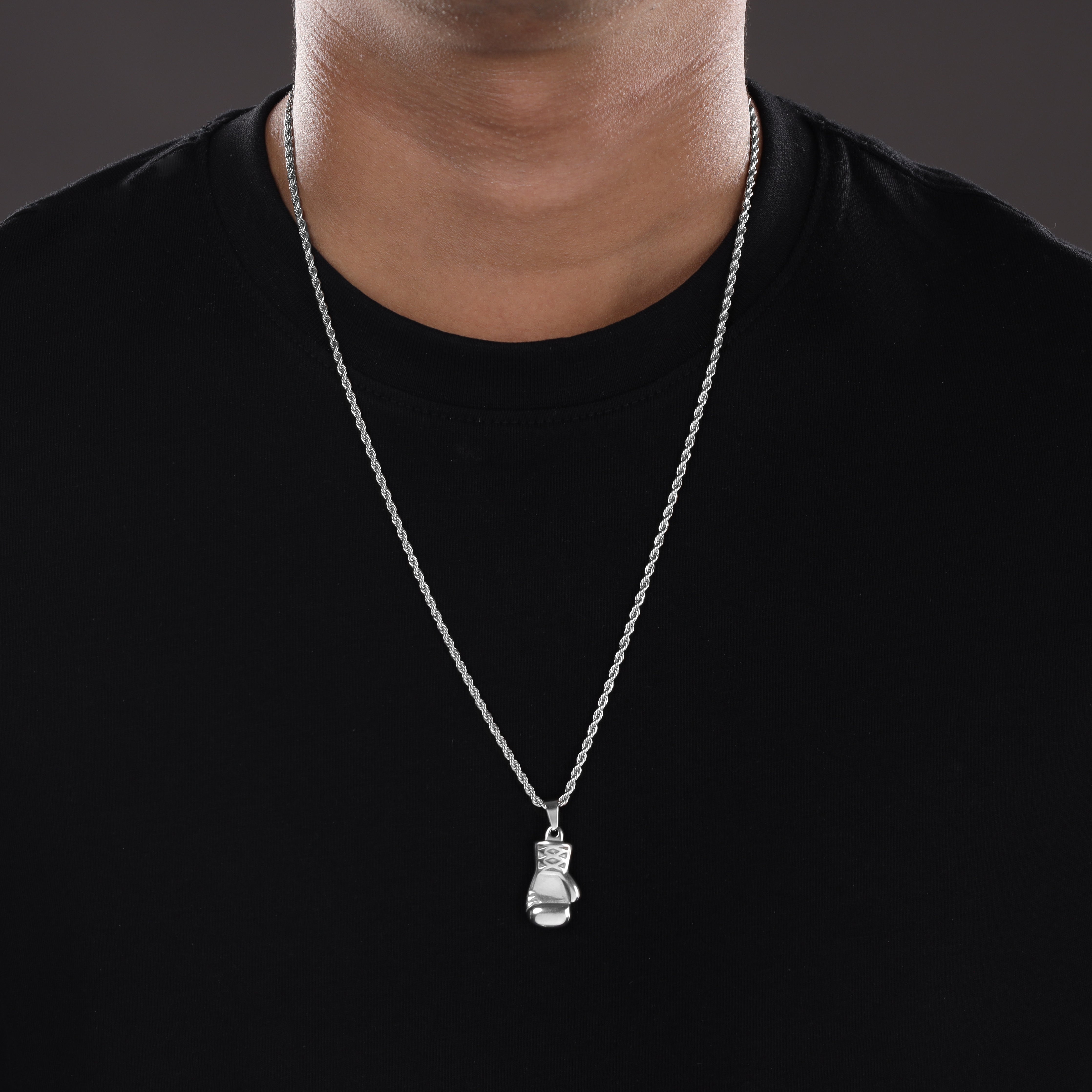 Rope Chain with boxing glove pendant made of stainless steel 