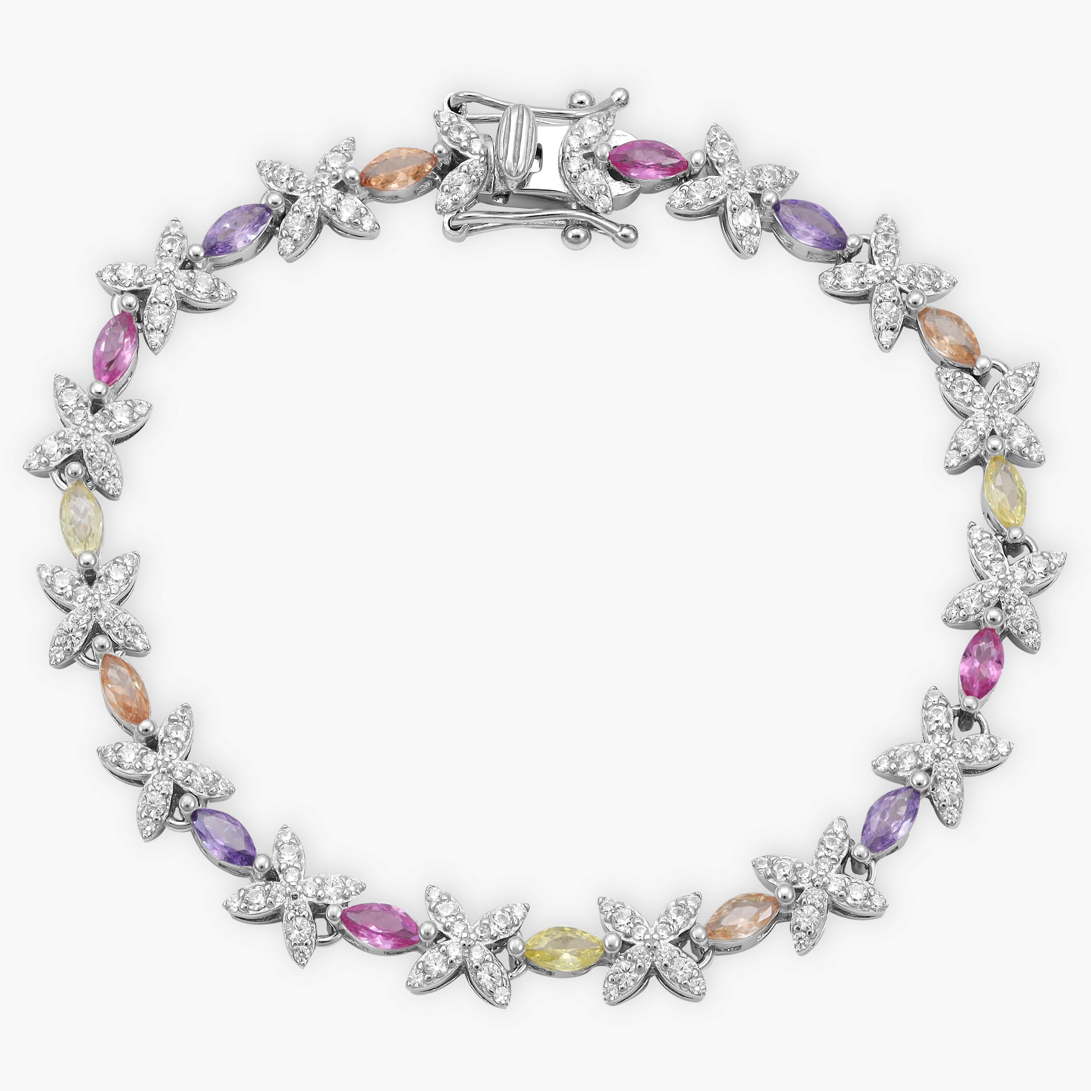 Damen Tennis Chain Armband multicolor - 925 Silber