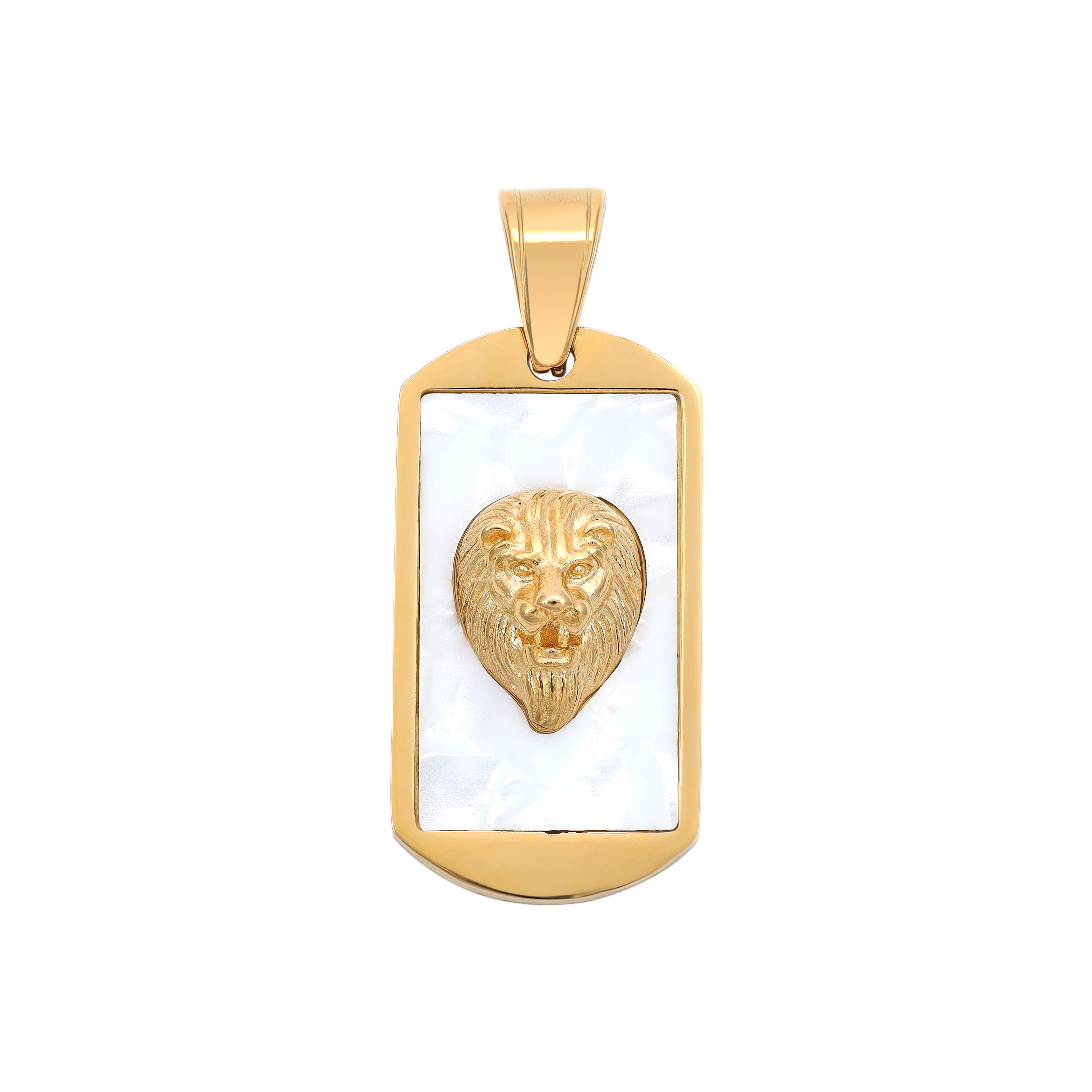 Dog Tag Lion Pendant made of Stainless Steel 18K Gold Plated