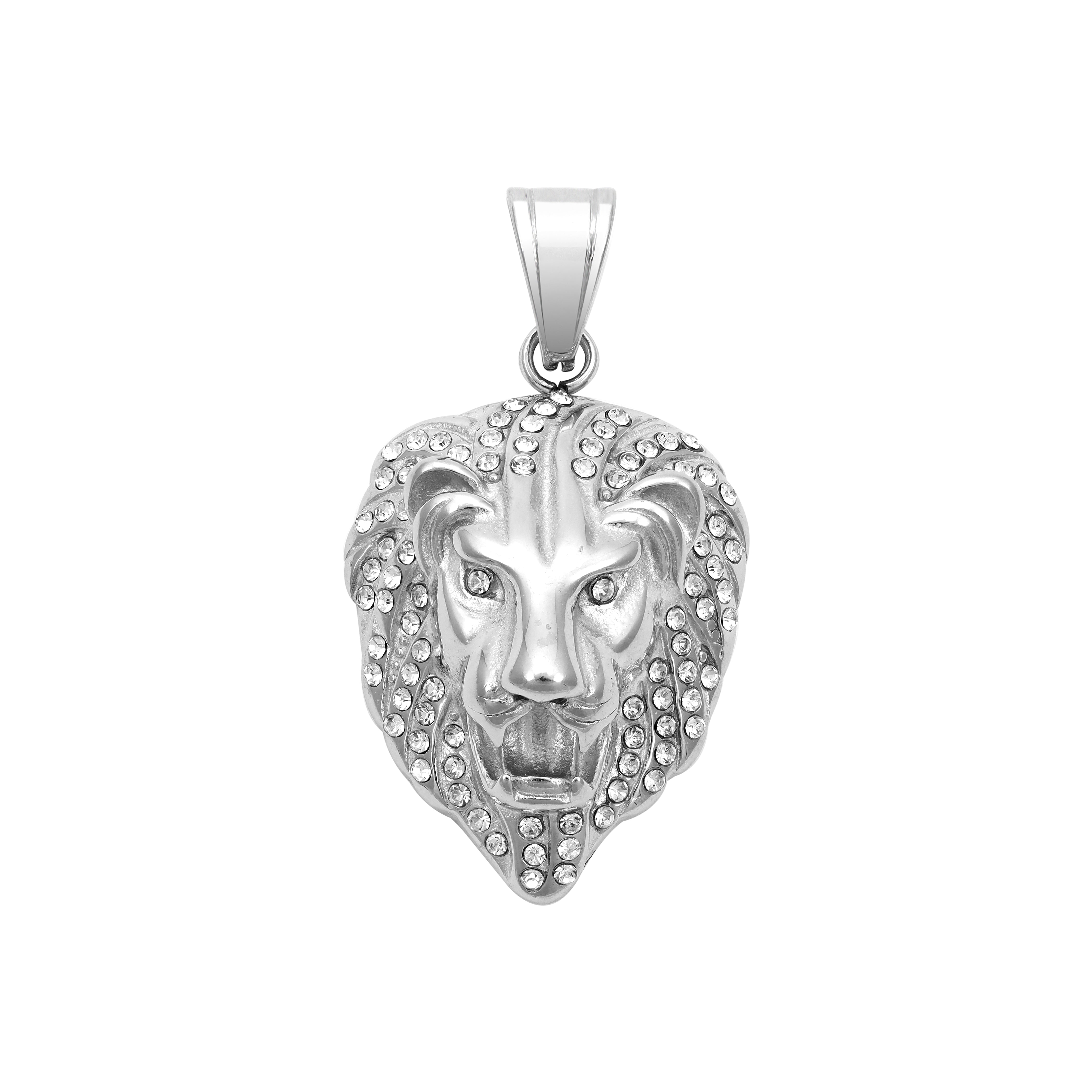 Iced out style lion pendant made of stainless steel