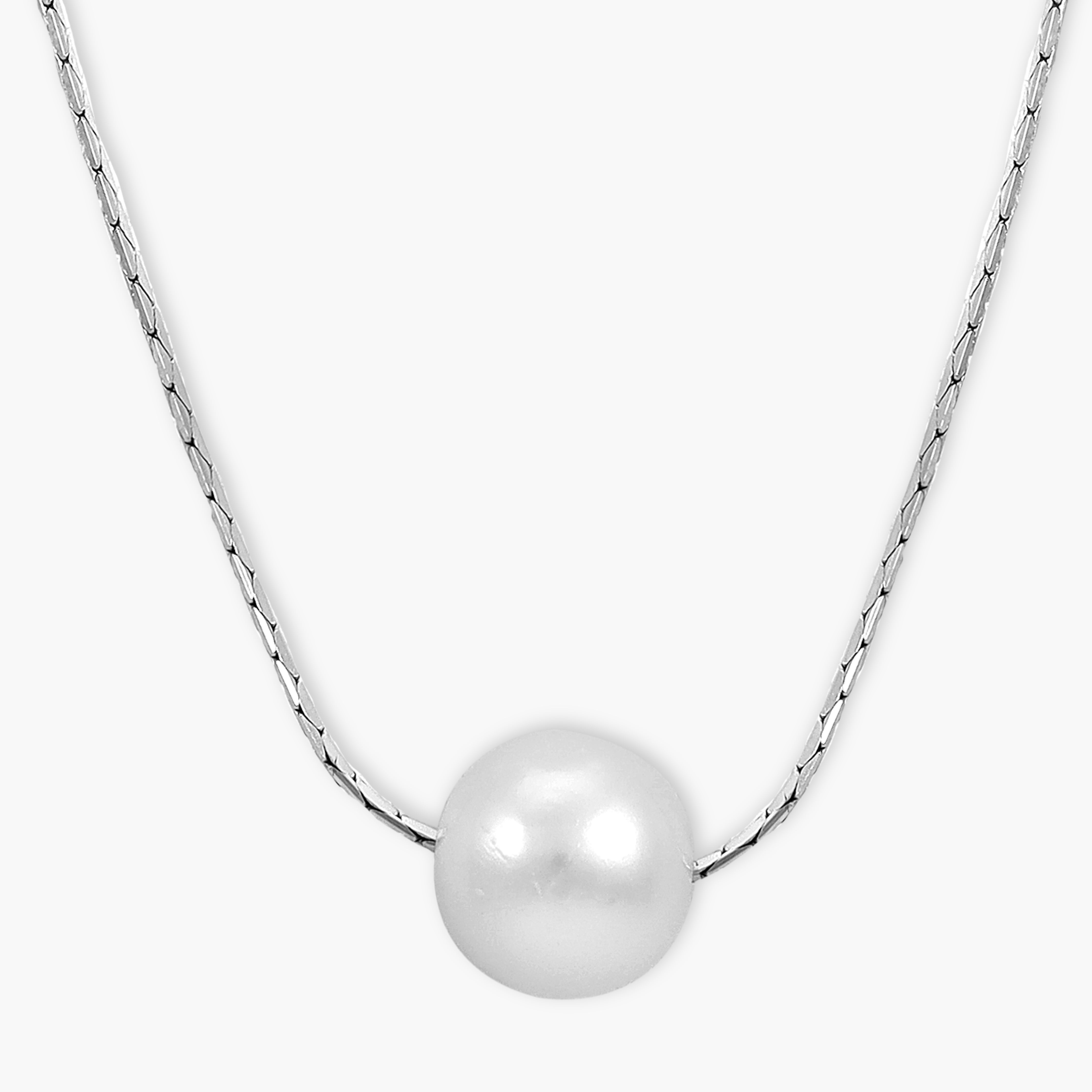 Ladies necklace with pearl 50cm long 925 sterling silver