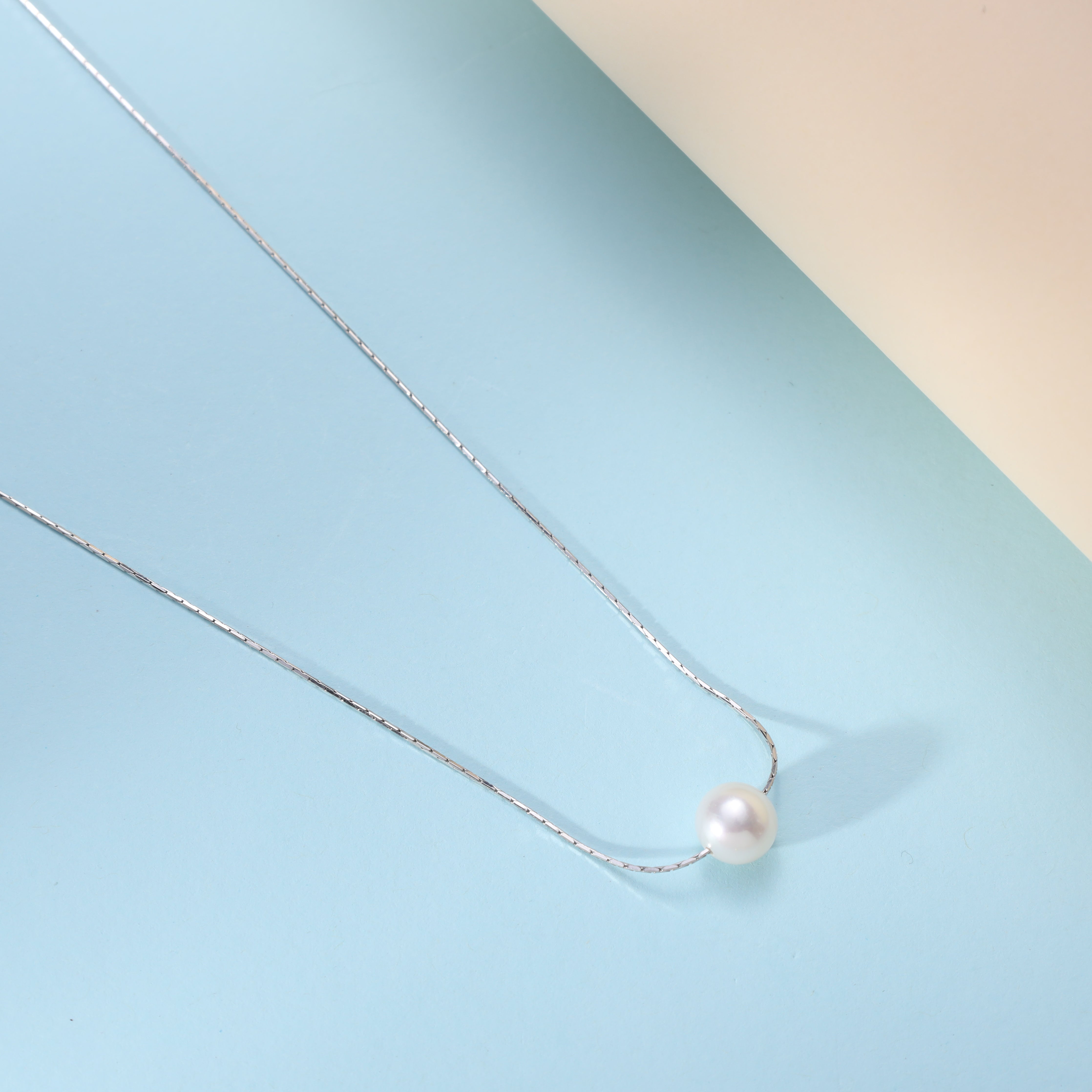 Ladies Necklace with Pearl 50cm long 925 Sterling Silver