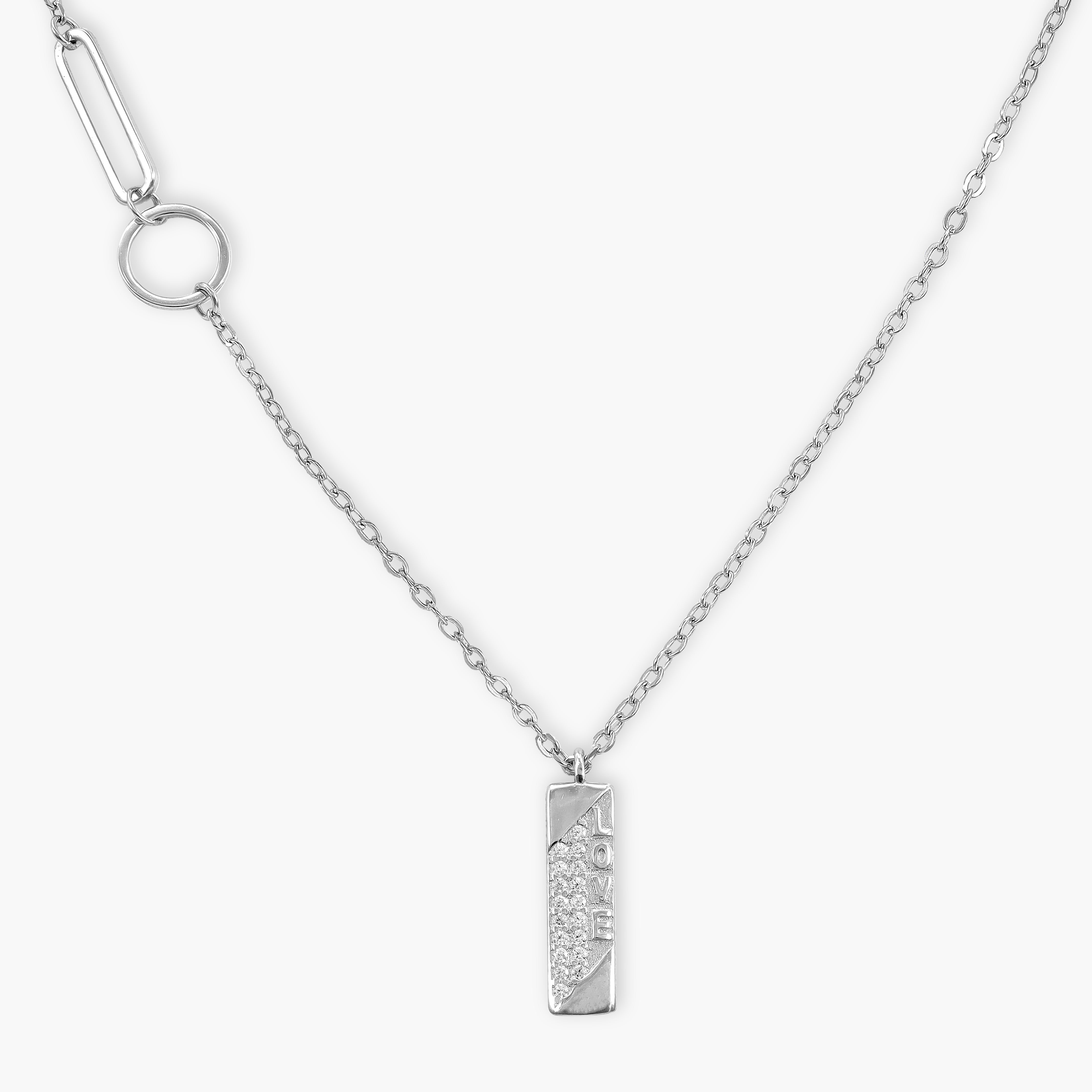 Ladies anchor chain with love pendant 45cm long 925 sterling silver