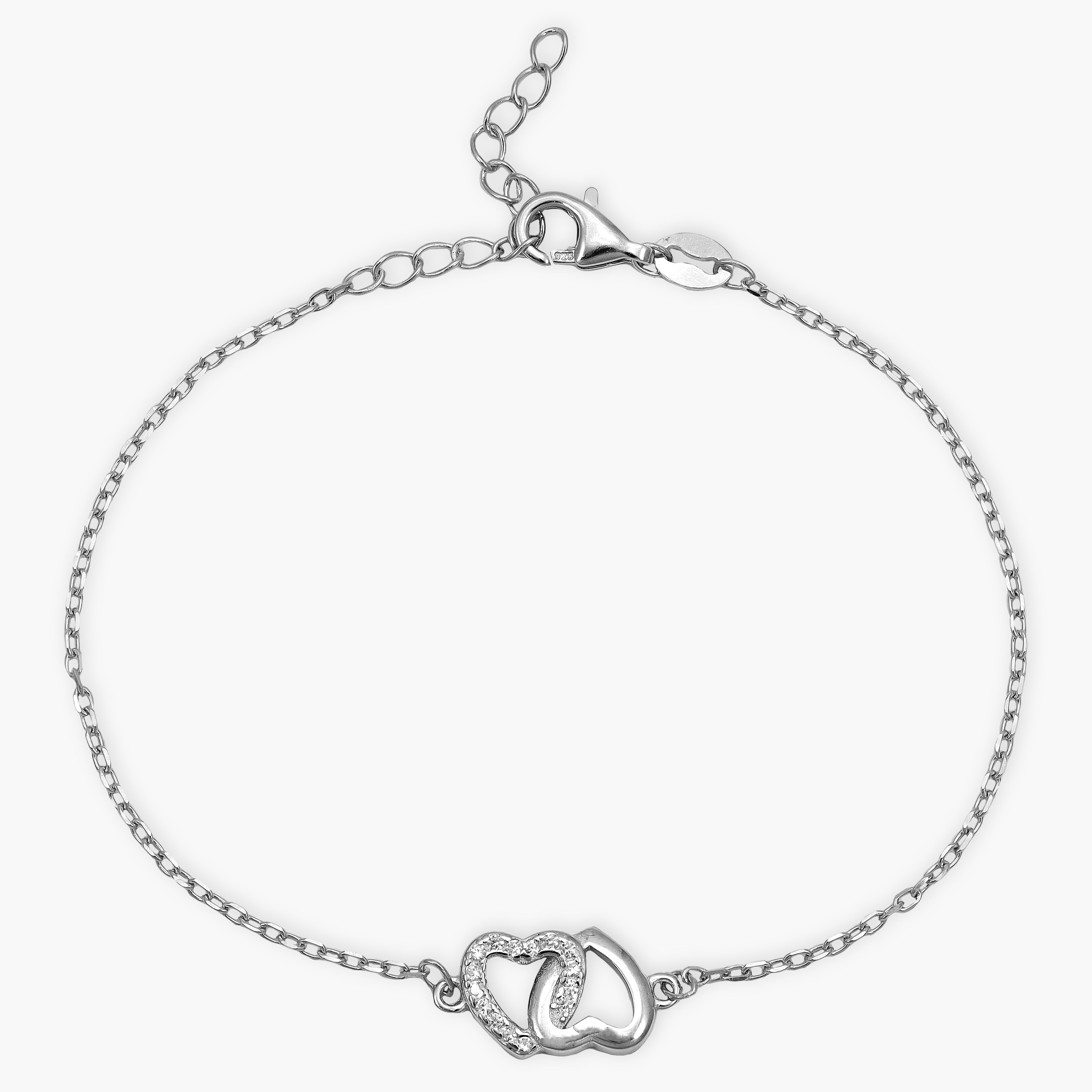 Women's anchor chain bracelet with heart - 925 silver 