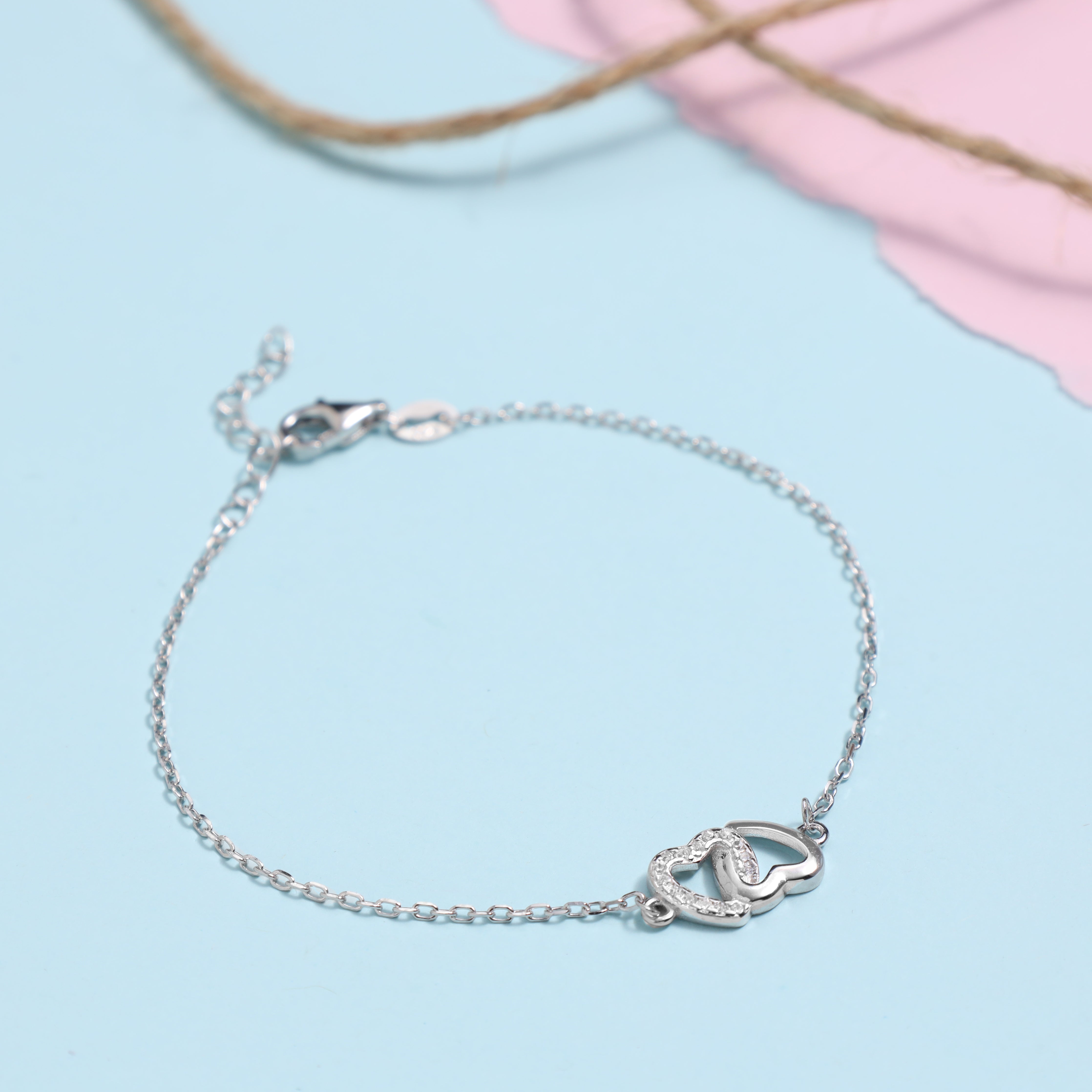 Women's anchor chain bracelet with heart - 925 silver 