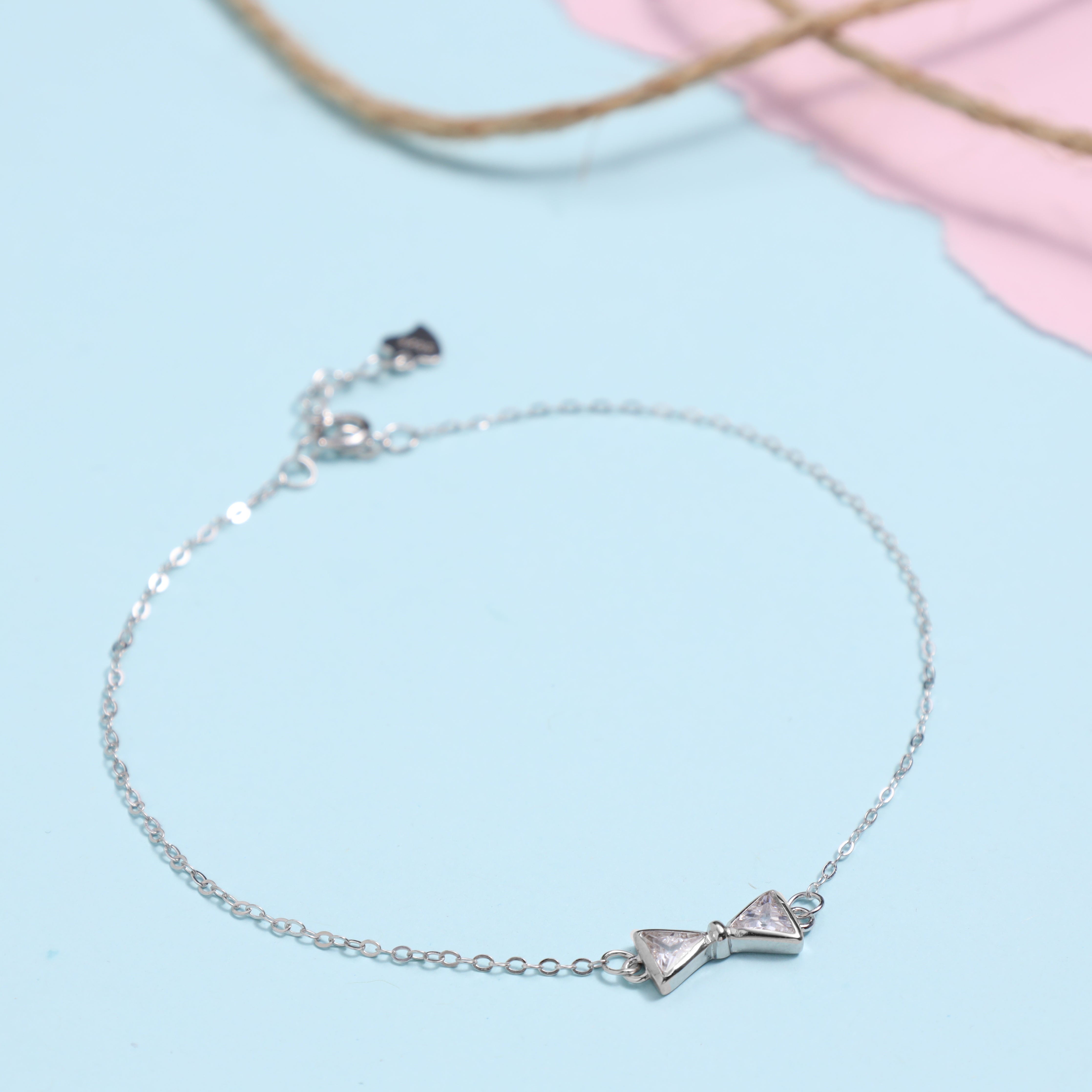 Women's anchor chain bracelet with bow - 925 silver 