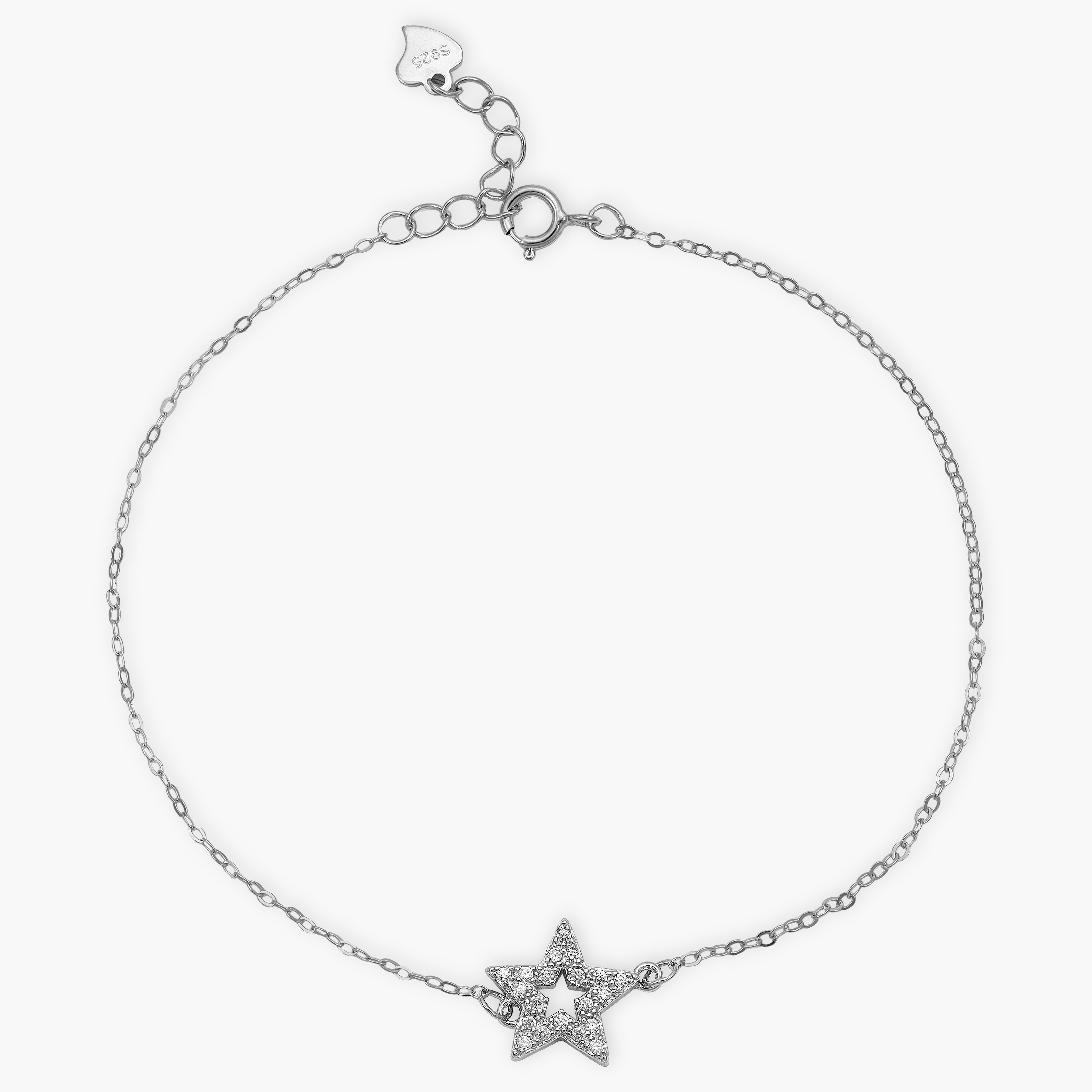 Damen Ankerkette Armband mit Stern - 925 Silber