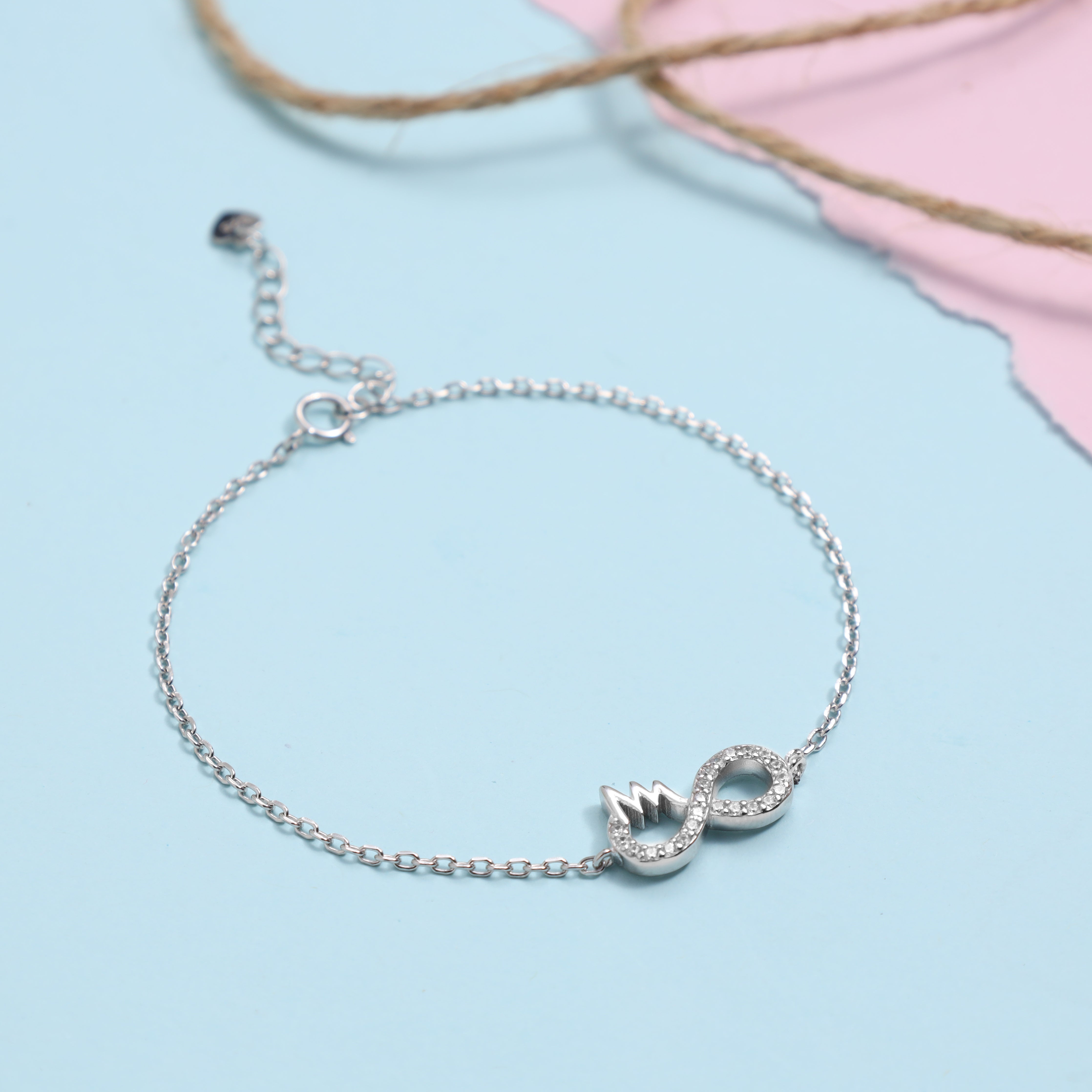 Women's anchor chain with infinity bracelet made of 925 silver 