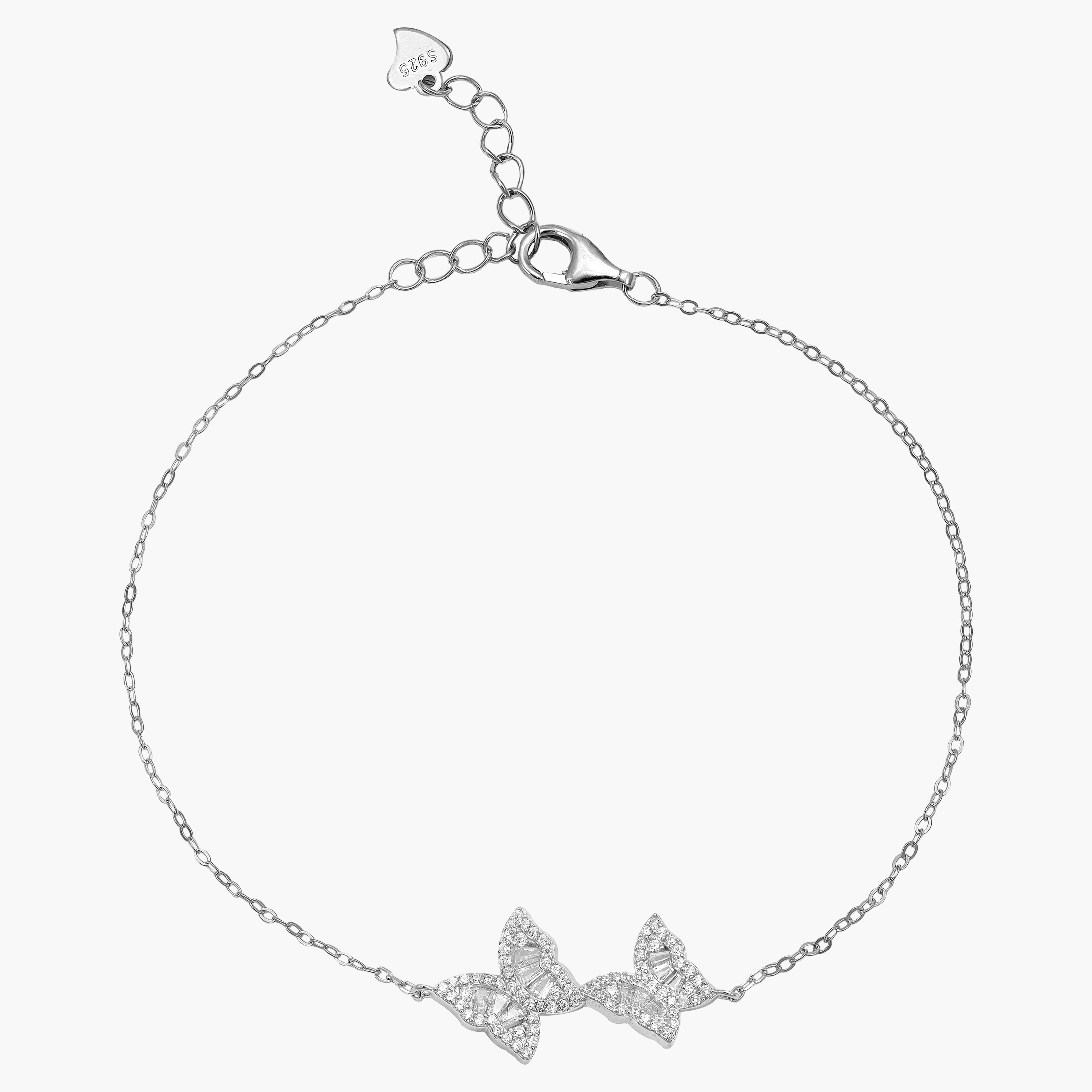 Women's anchor chain with butterfly bracelet made of 925 silver 