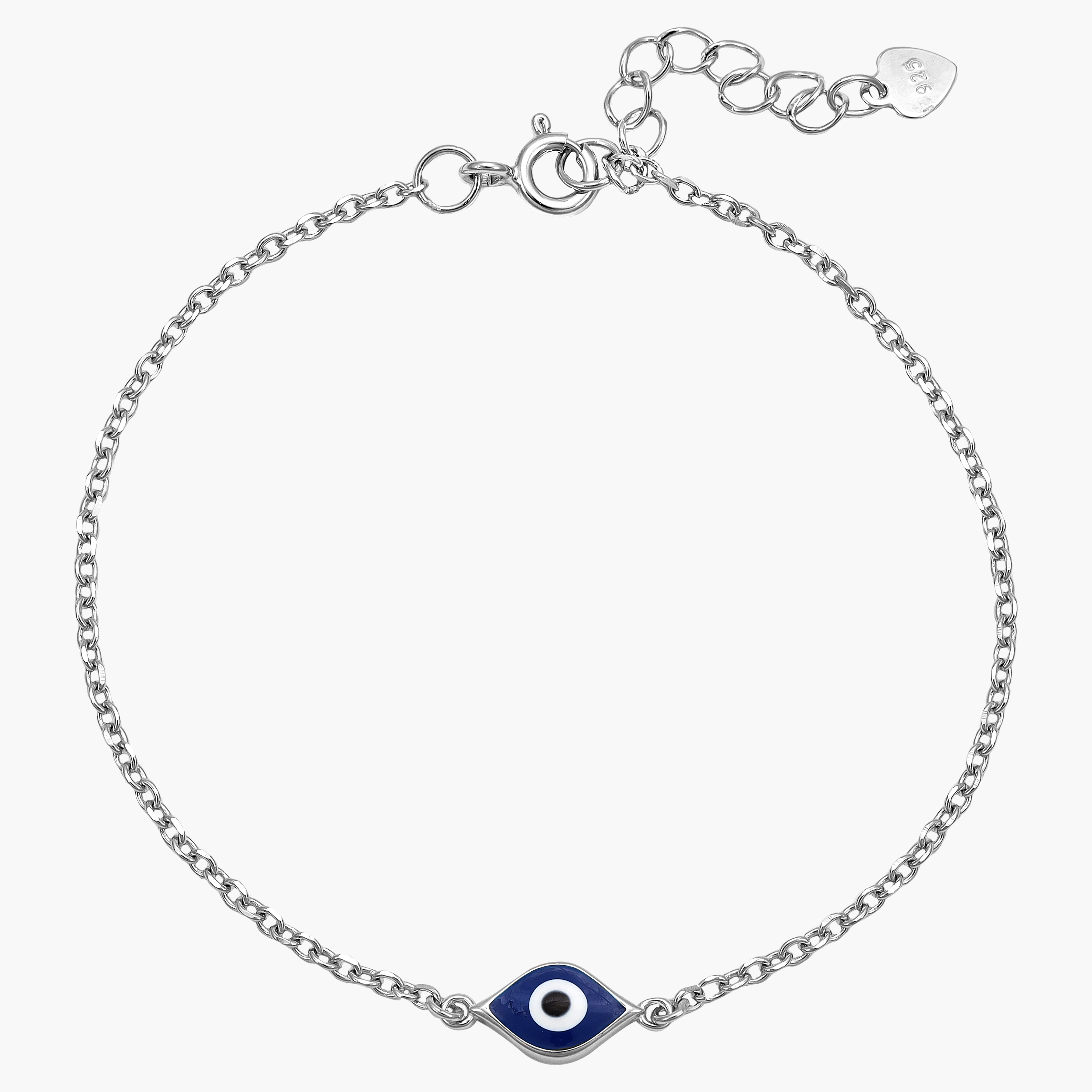 Women's anchor chain with Nazar Evil eye bracelet made of 925 silver