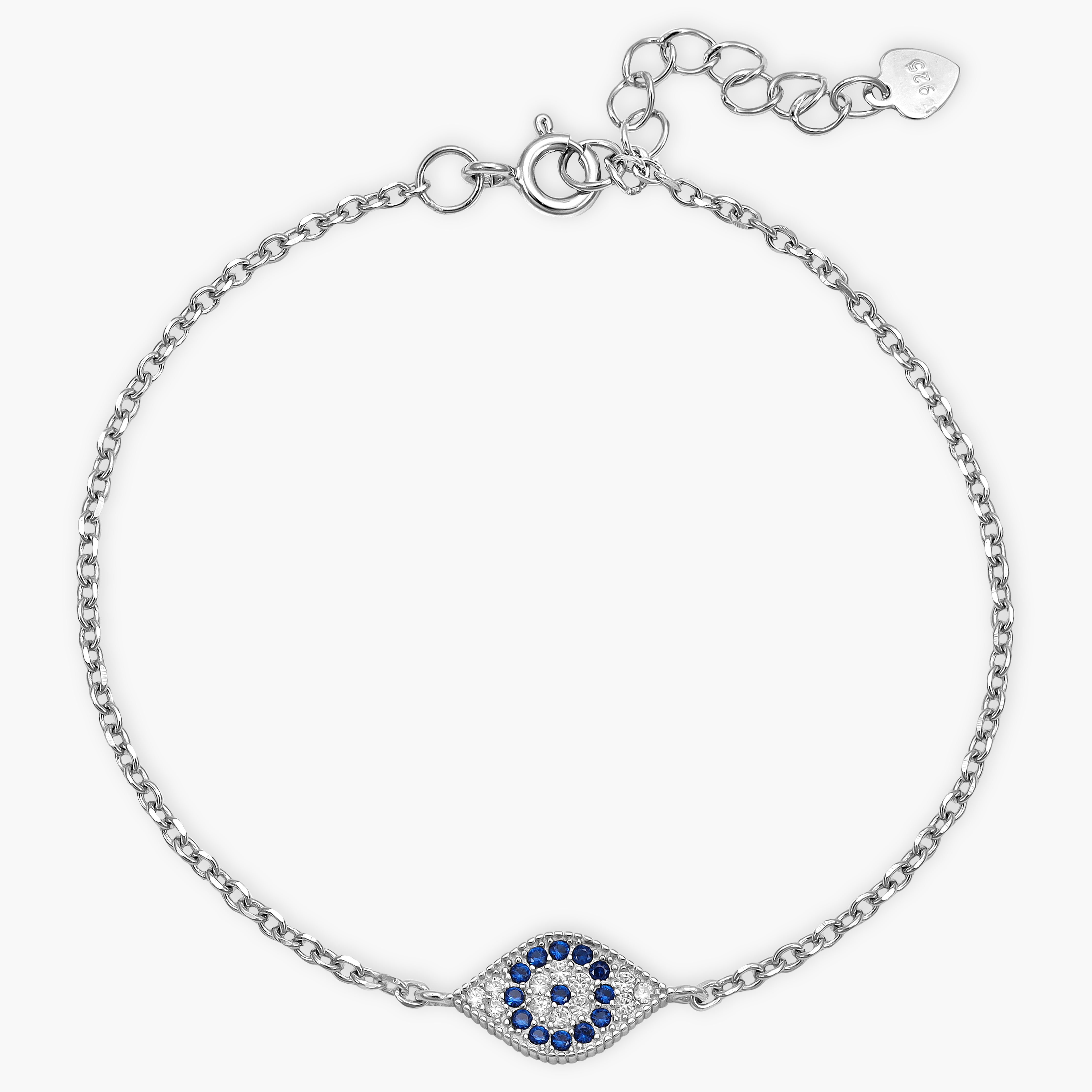 Women's anchor chain with Nazar Evil eye bracelet made of 925 silver