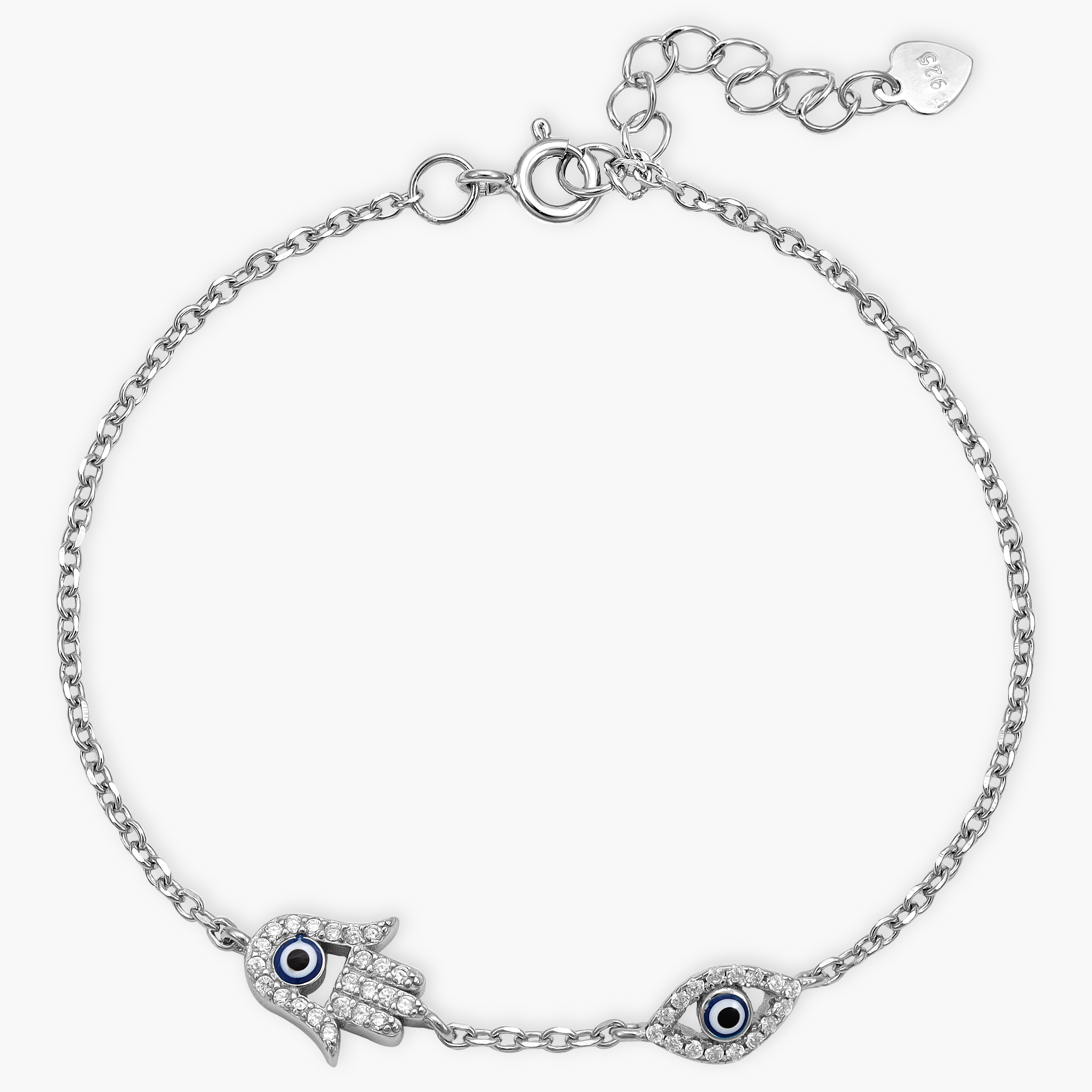 Damen Armband mit Hamza & Evil Eye aus 925 Silber