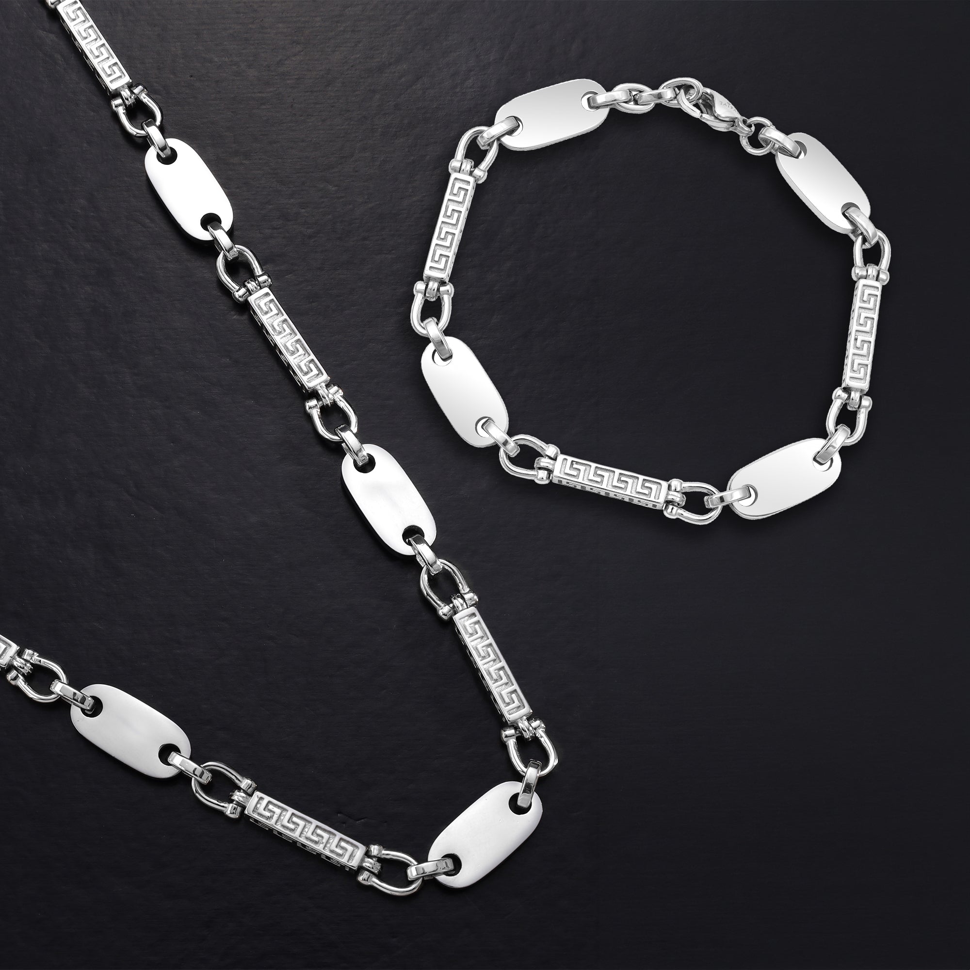 Set Santorini Plattenkette 8,5mm breit aus Edelstahl