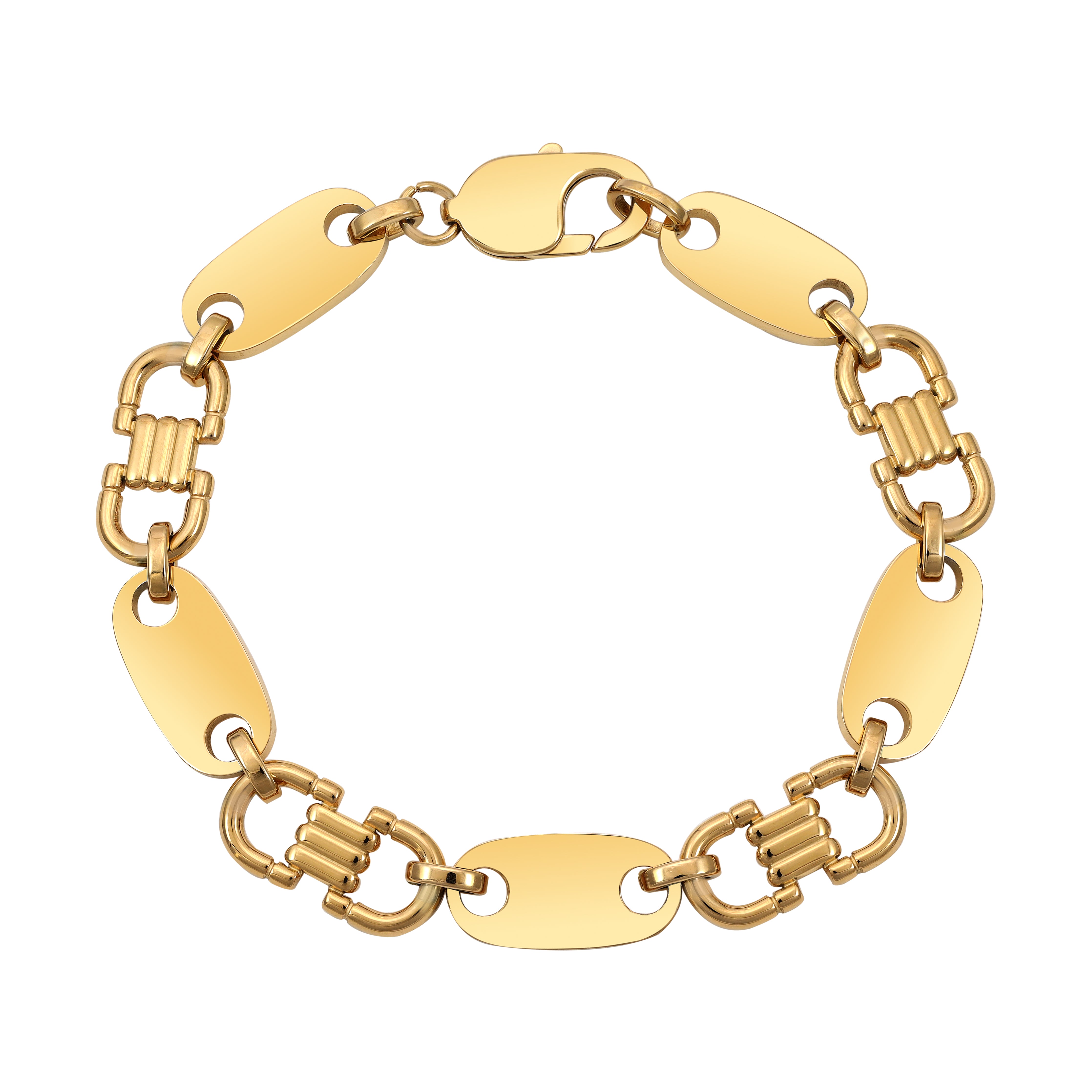 Plattenkette Armband 10mm breit aus Edelstahl 18K vergoldet