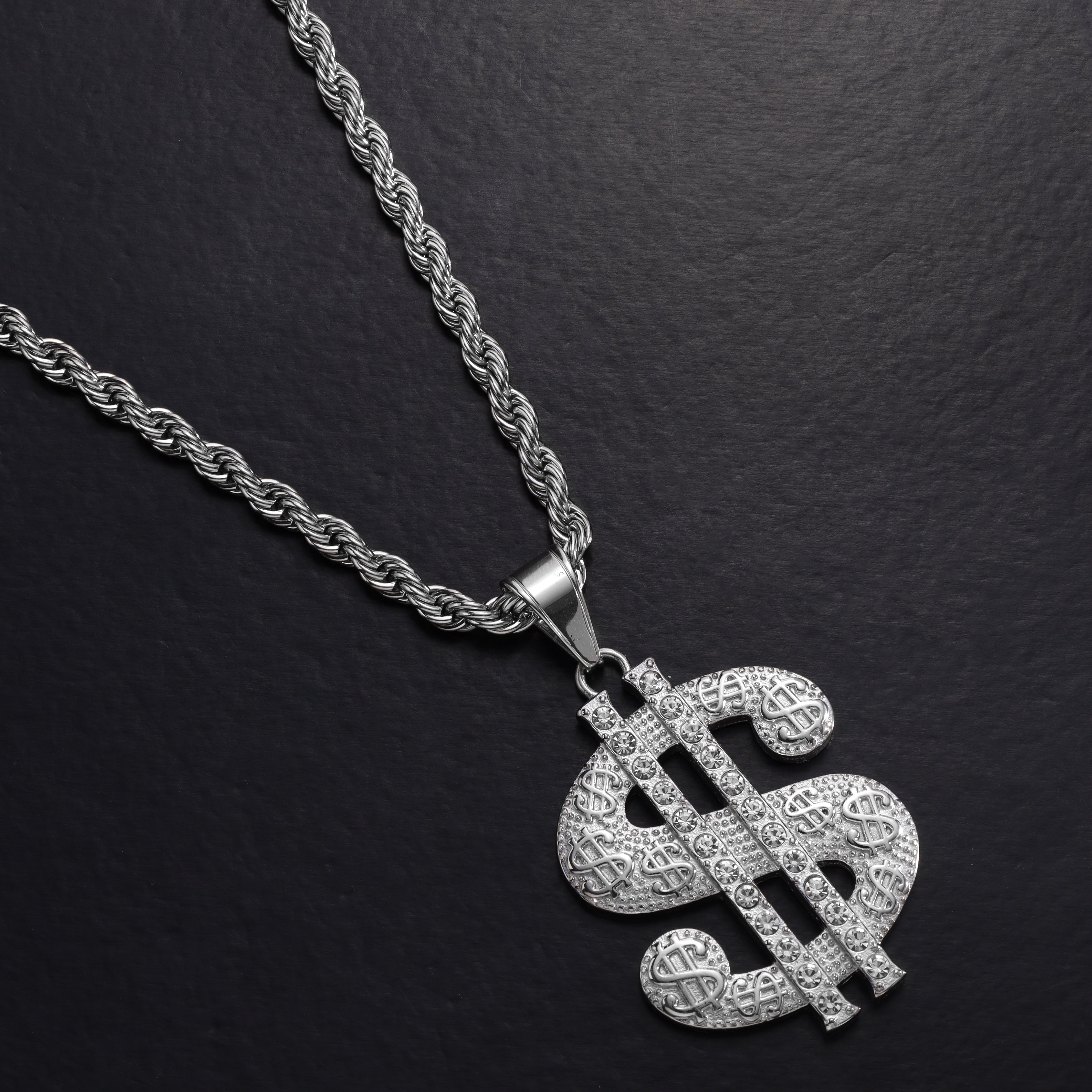 Iced Out Stil Dollar Anhänger aus Edelstahl