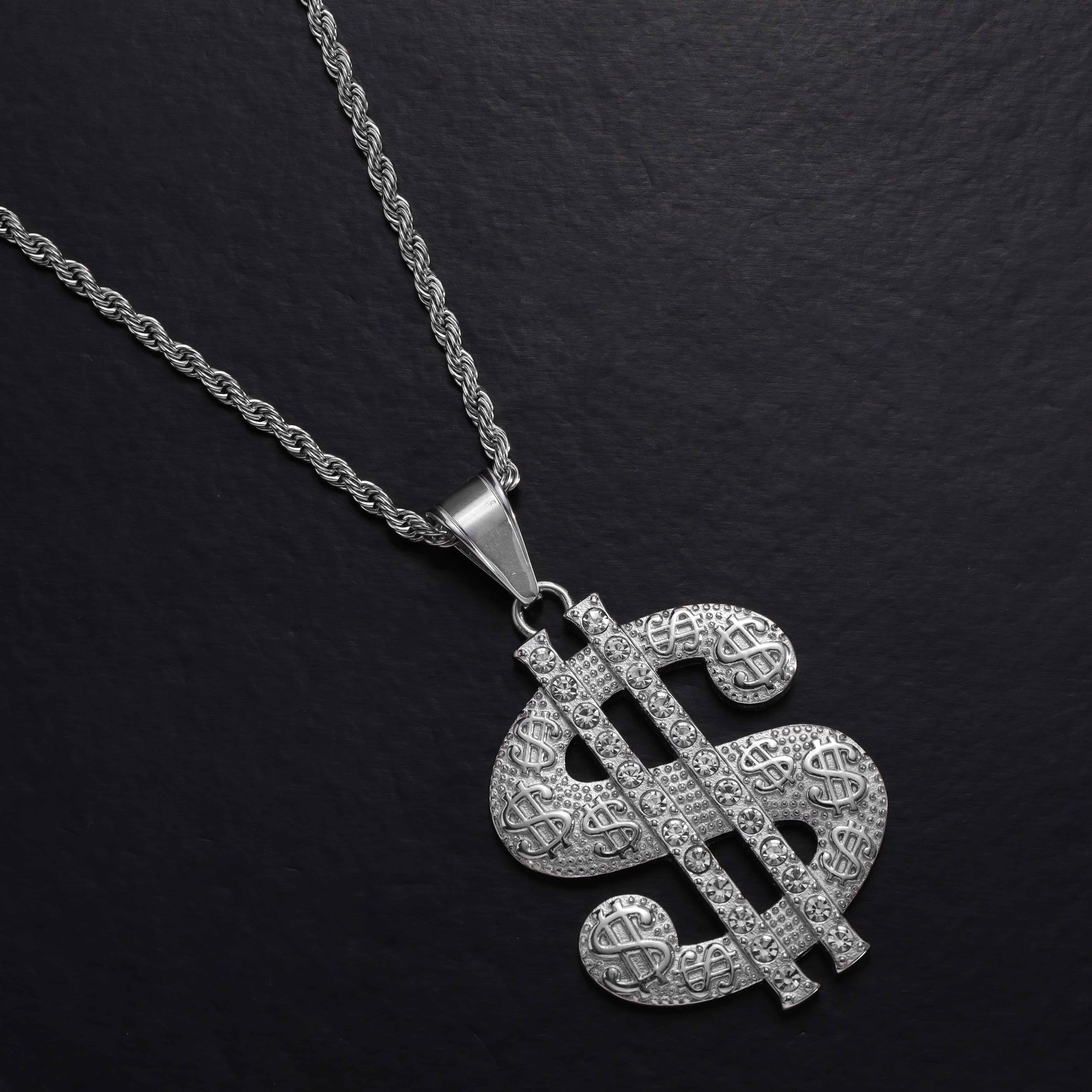 Iced Out Stil Dollar Anhänger aus Edelstahl