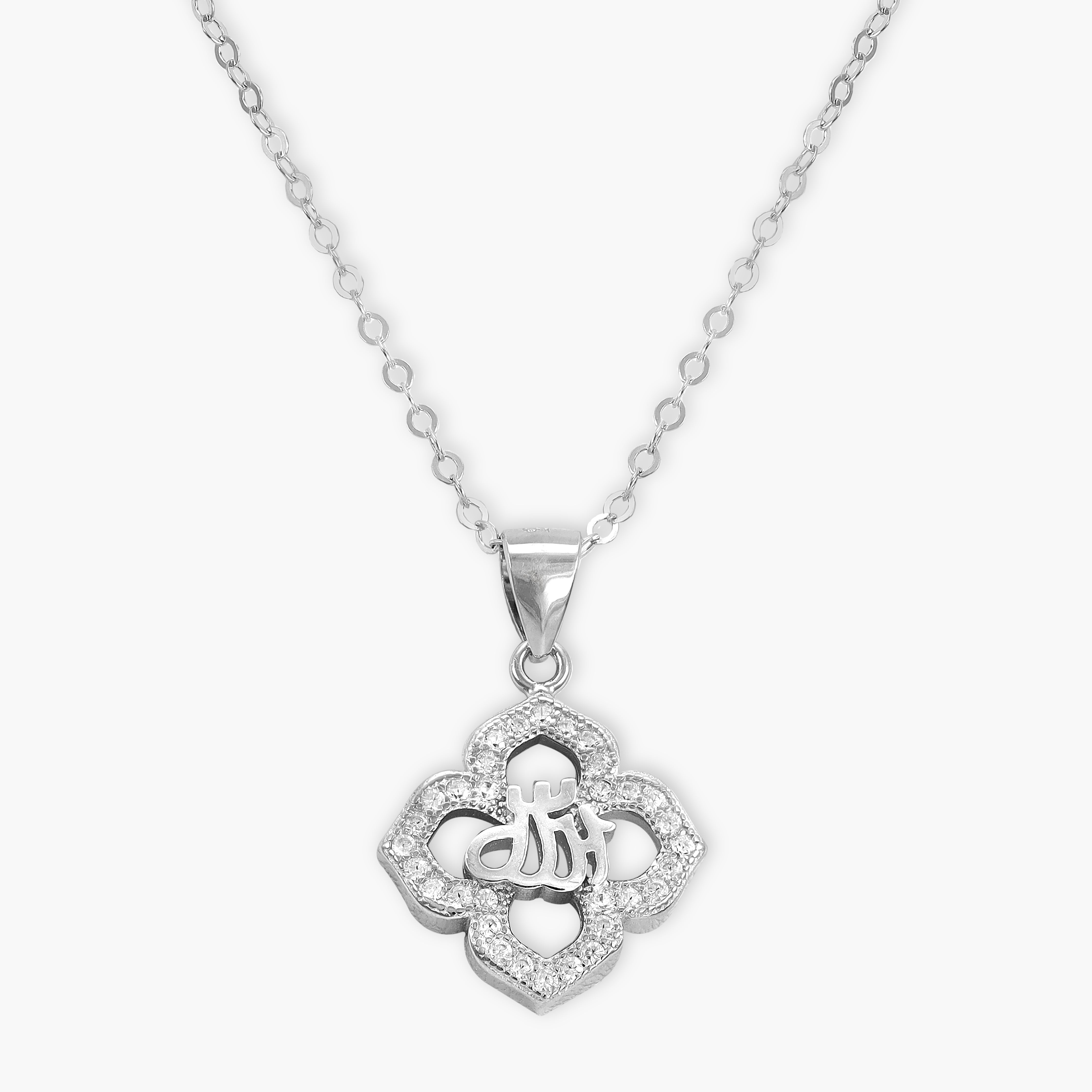 Women's anchor chain with iced out style Allah pendant made of 925 silver