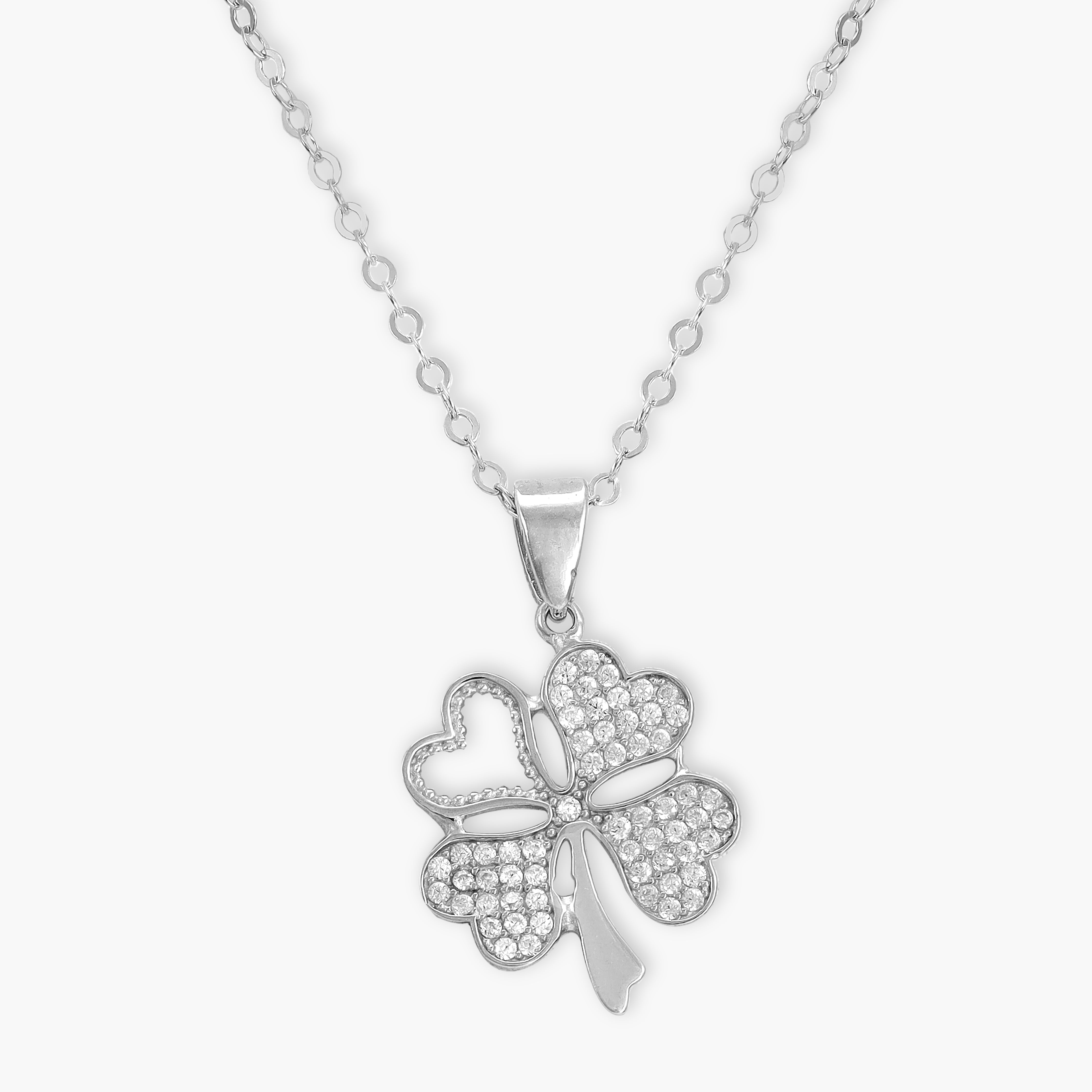 Women's anchor chain with clover pendant made of 925 silver