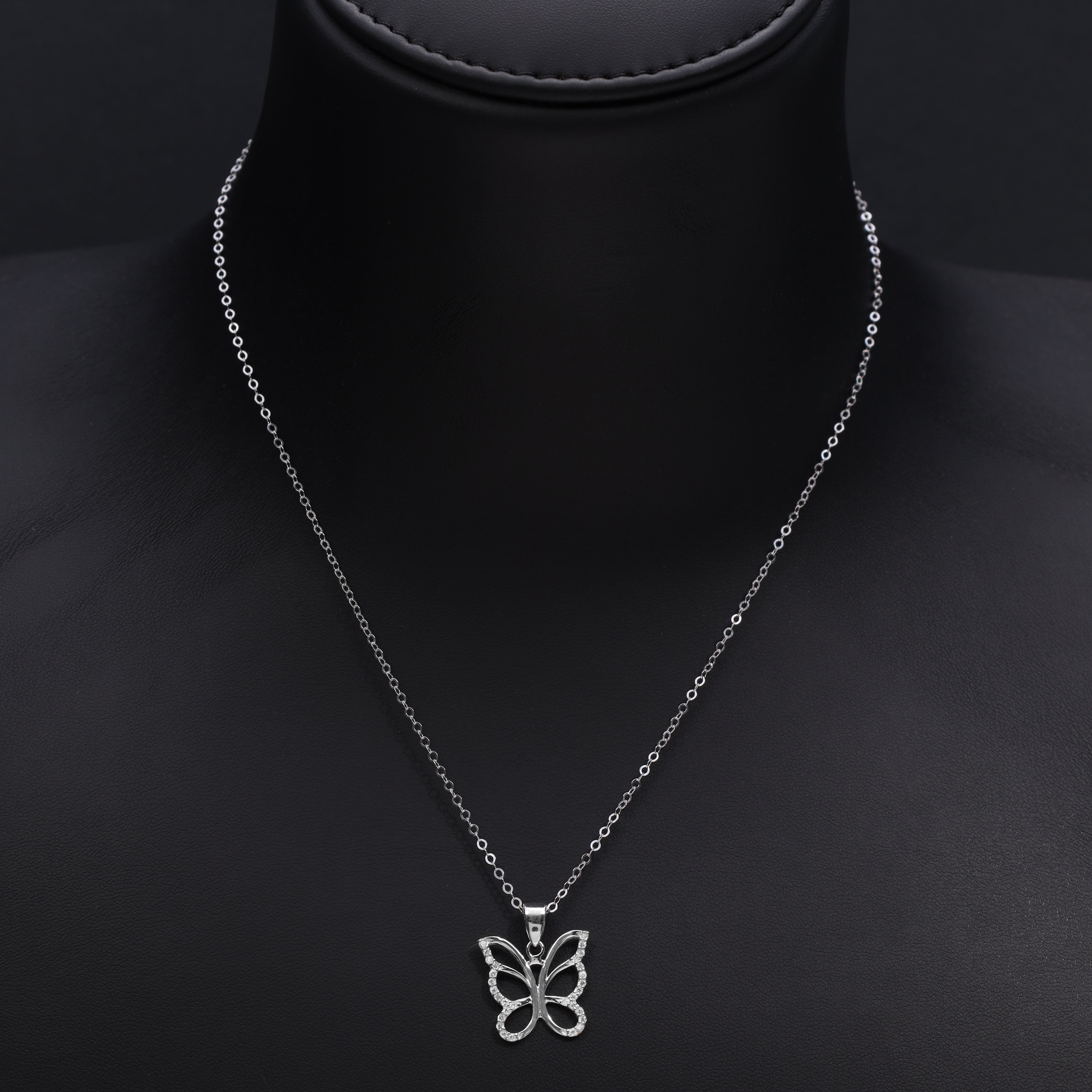 Ladies anchor chain with iced out style butterfly pendant made of 925 Sterling silver