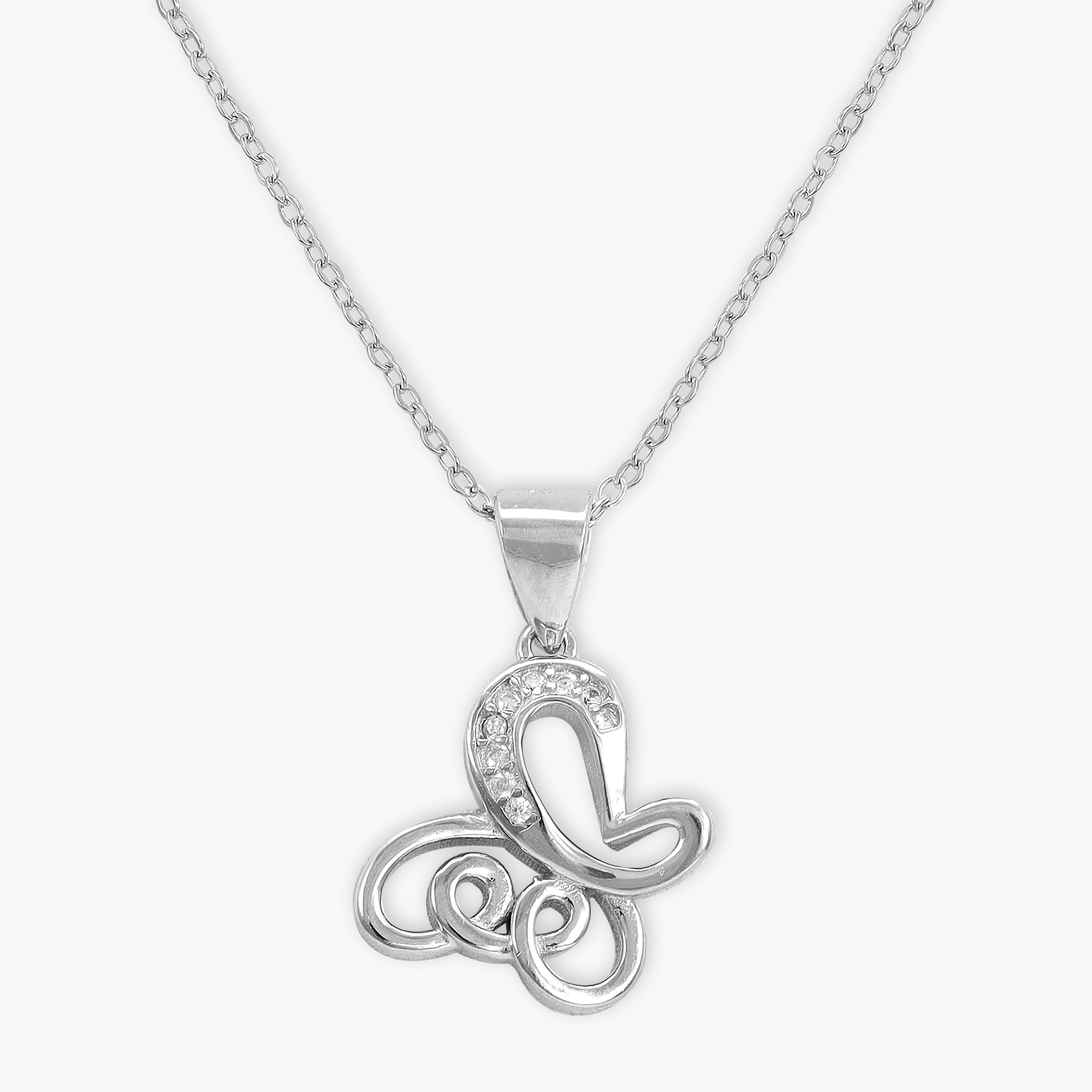 Ladies anchor chain with iced out style butterfly pendant made of 925 Sterling silver