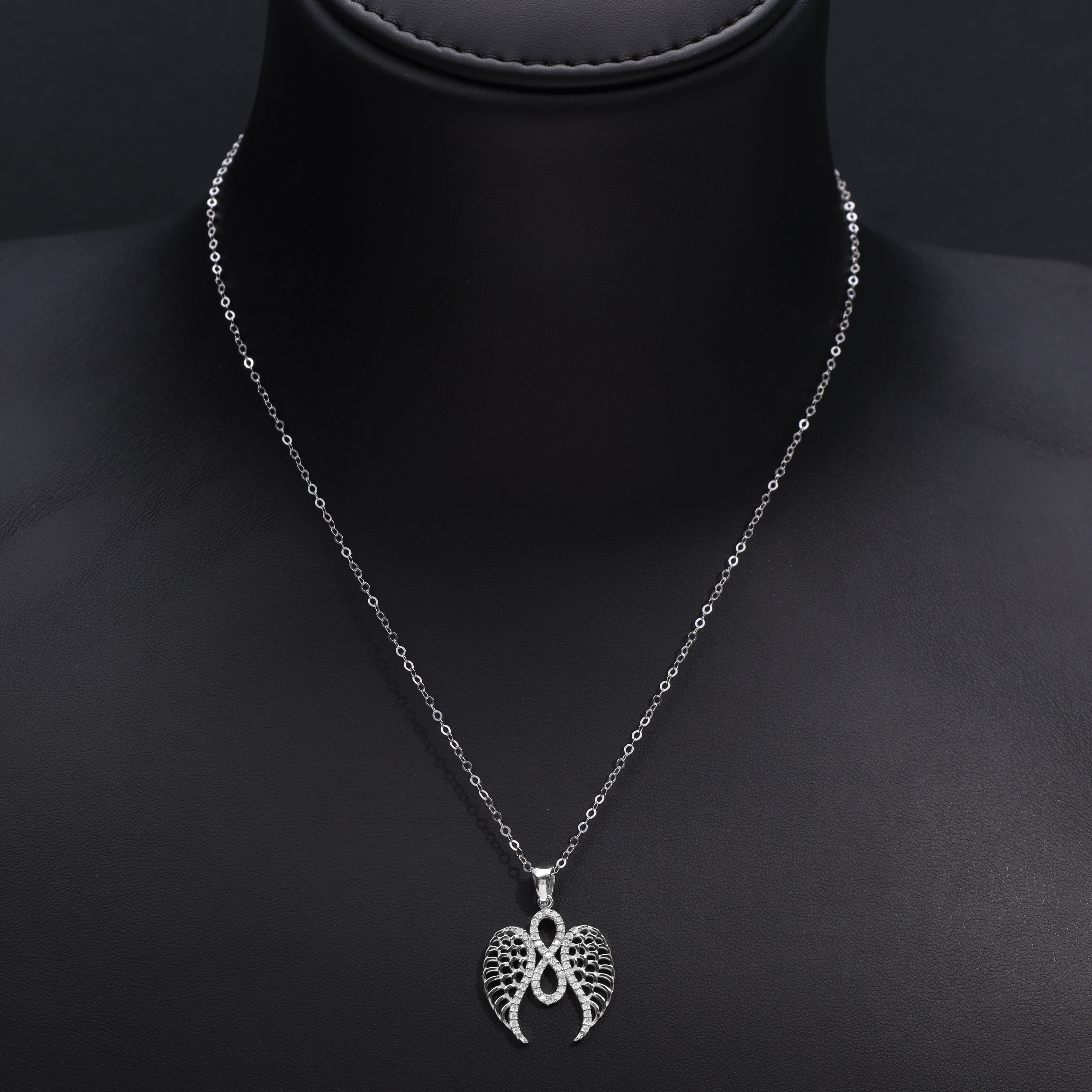 Women's anchor chain with iced out style wing pendant made of 925 Sterling silver