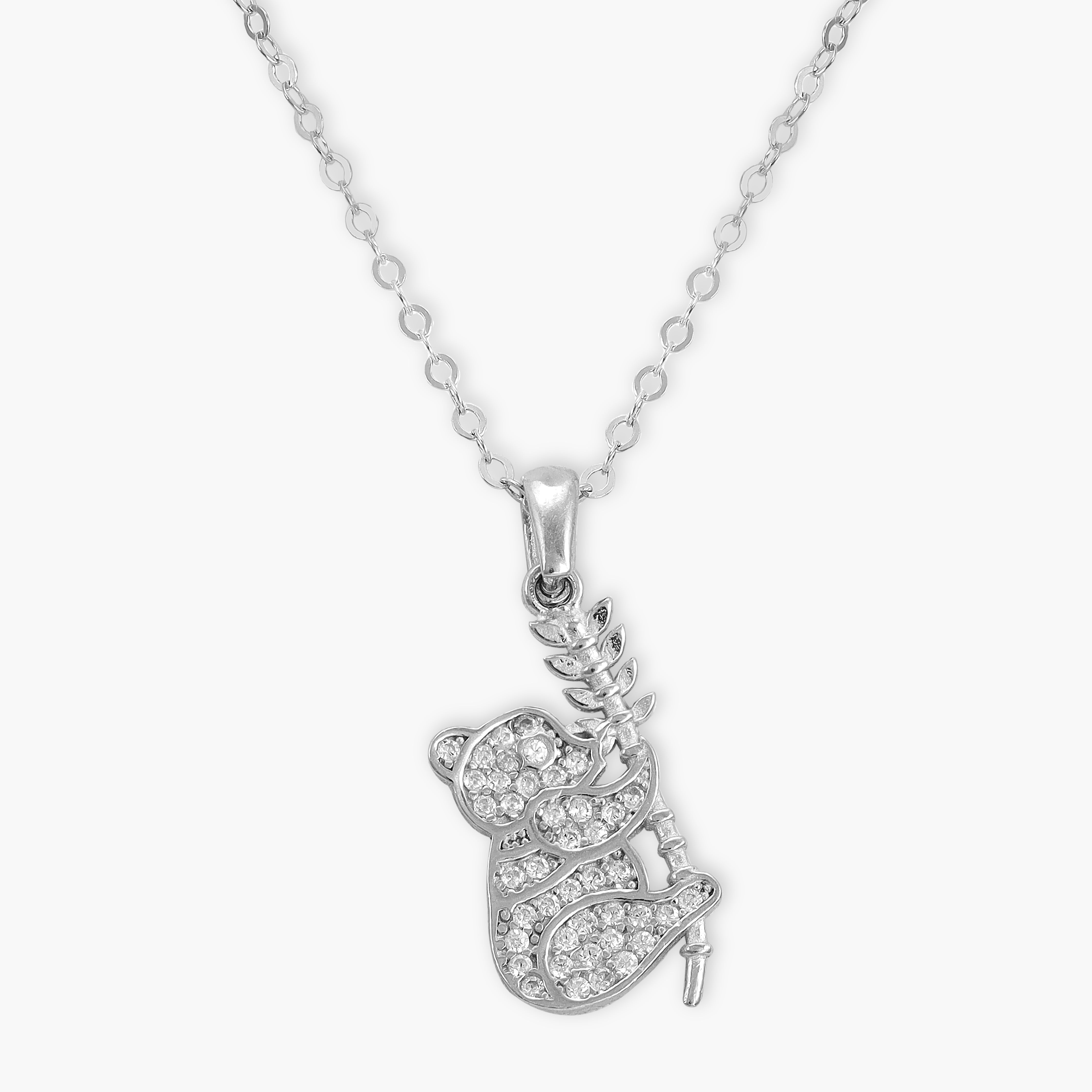 Women's anchor chain with iced out style panda pendant made of 925 sterling silver