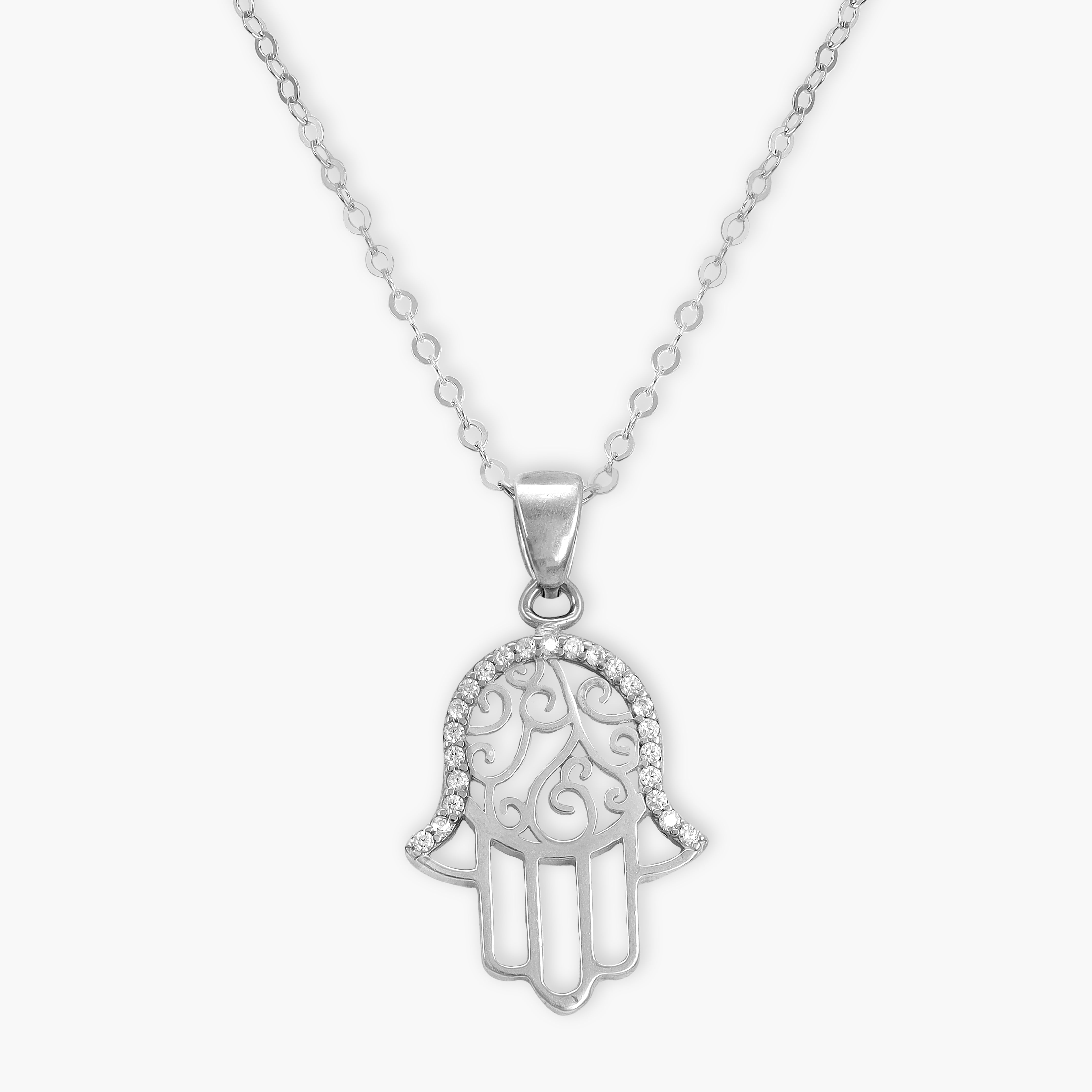 Women's anchor chain with Hamsa Hand of Fatima pendant made of 925 Sterling Silver