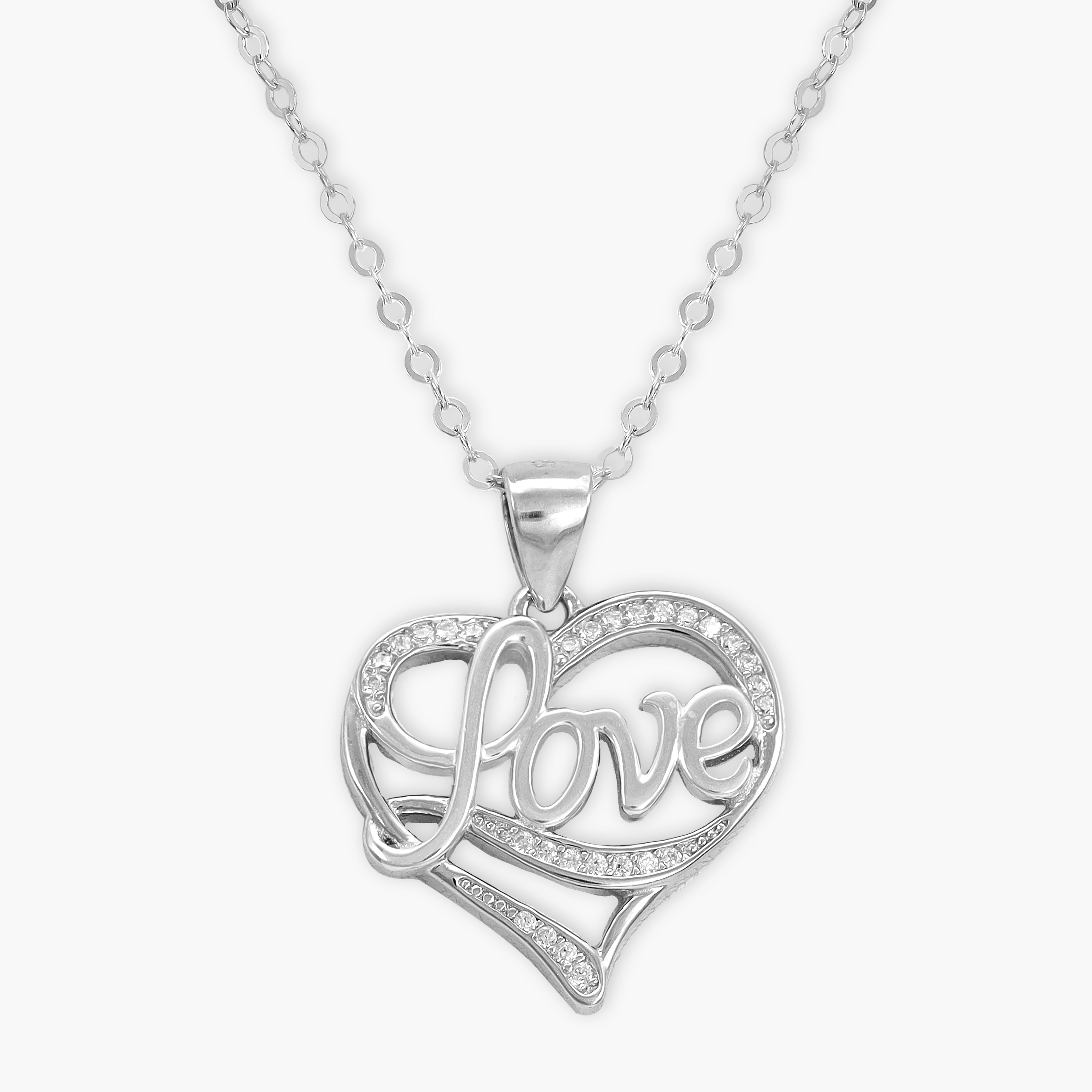 Ladies anchor chain with iced out style love pendant made of 925 sterling silver