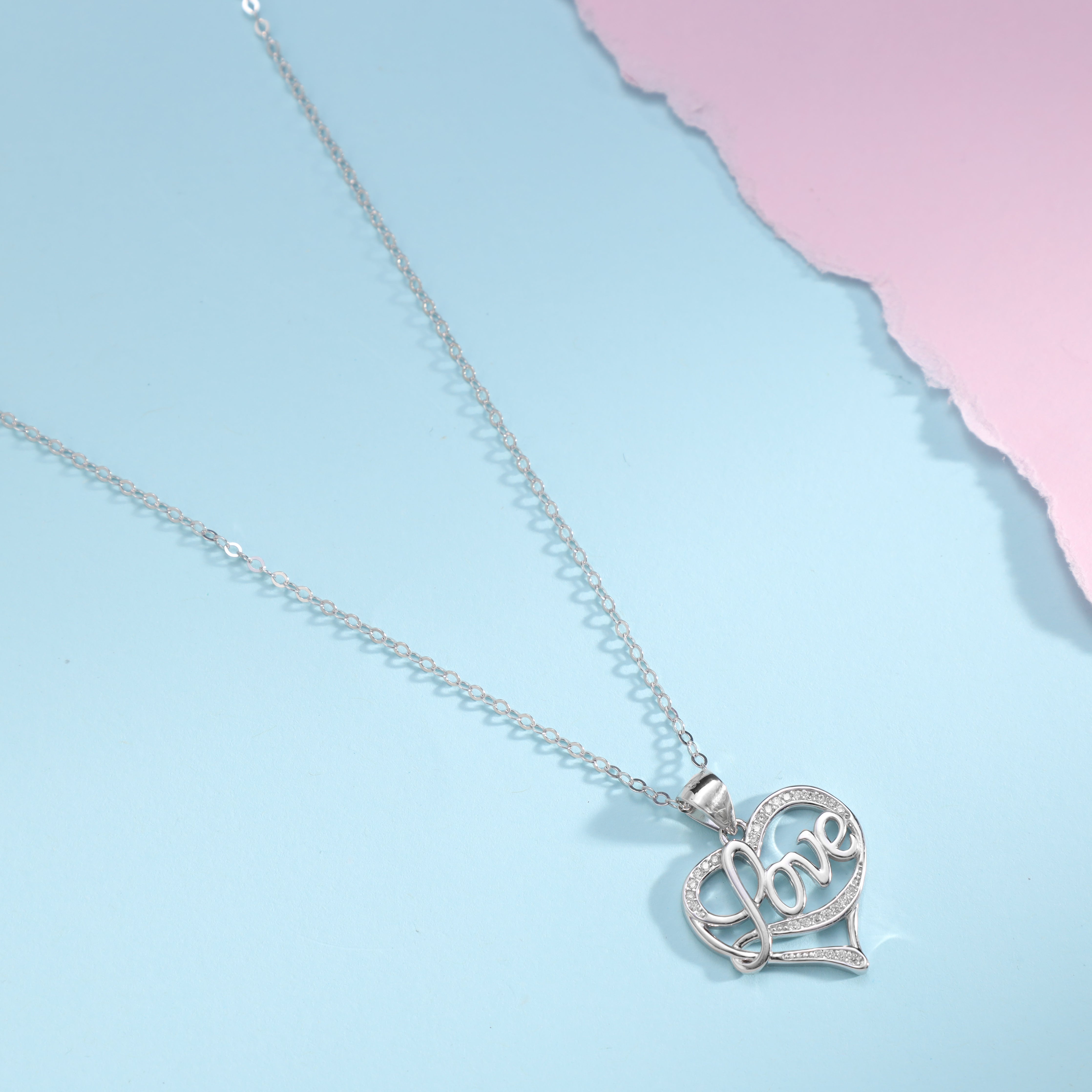 Women's anchor chain with Love pendant made of 925 Sterling silver