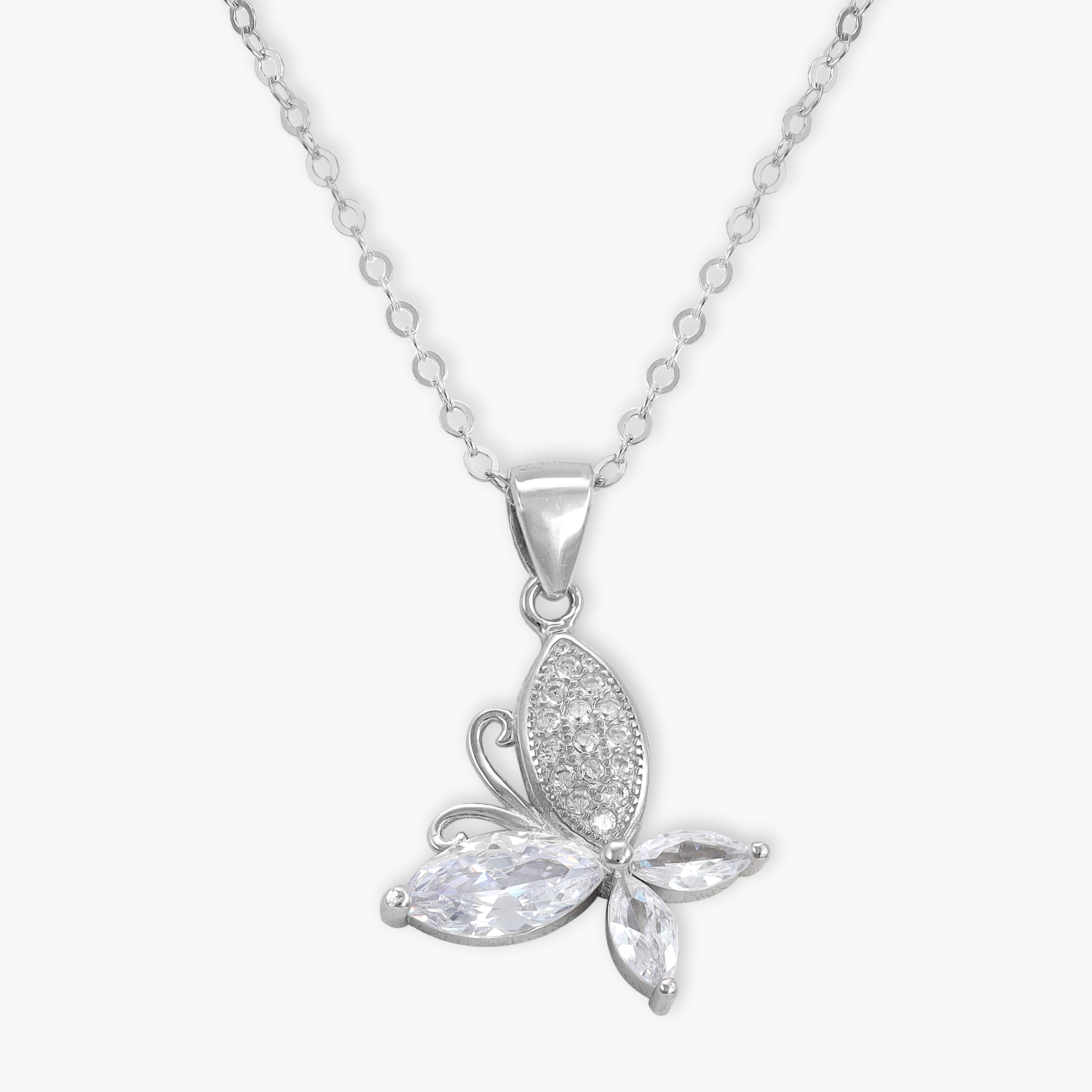 Ladies anchor chain with iced out style butterfly pendant made of 925 Sterling silver