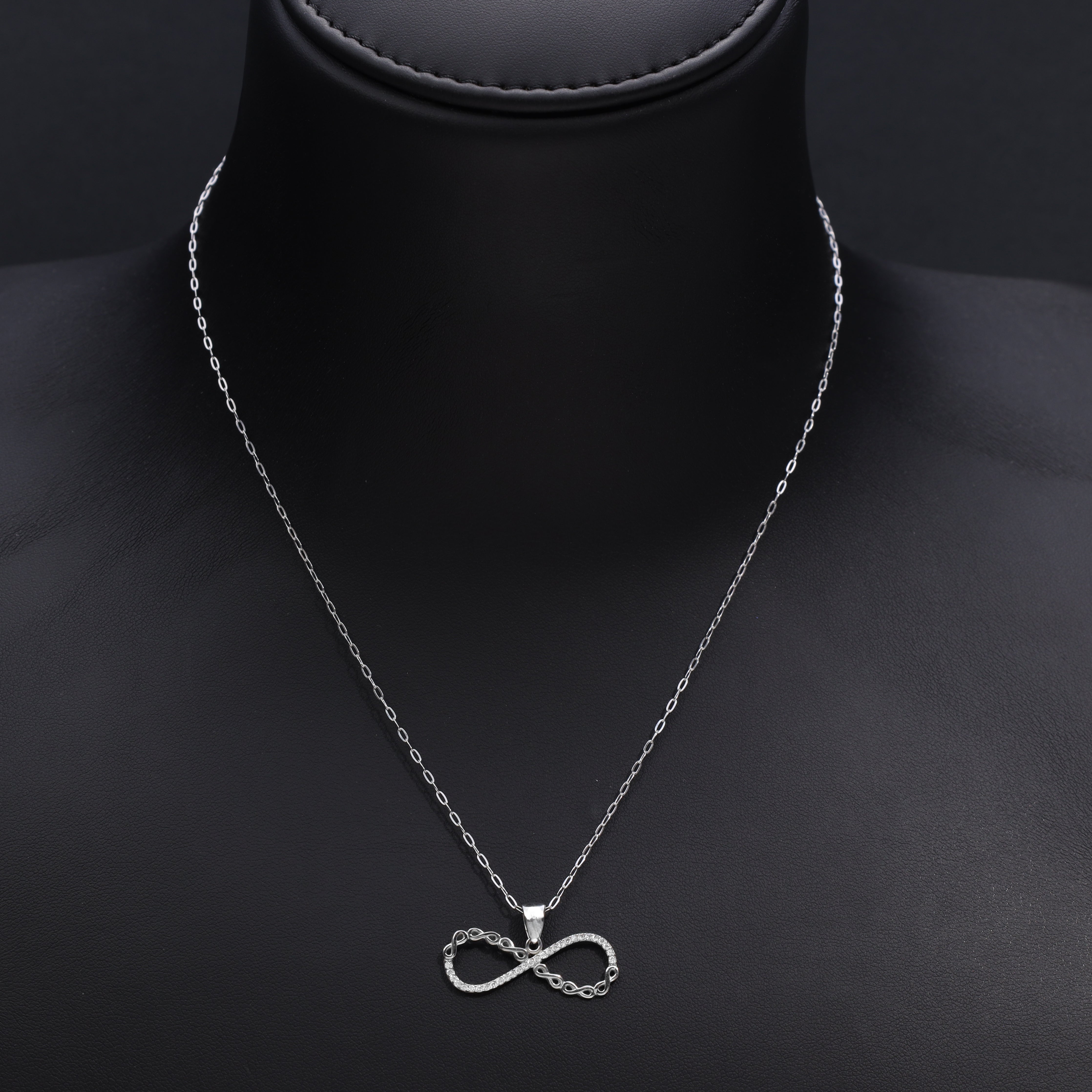 Women's anchor chain with iced out style infinity pendant made of 925 sterling silver