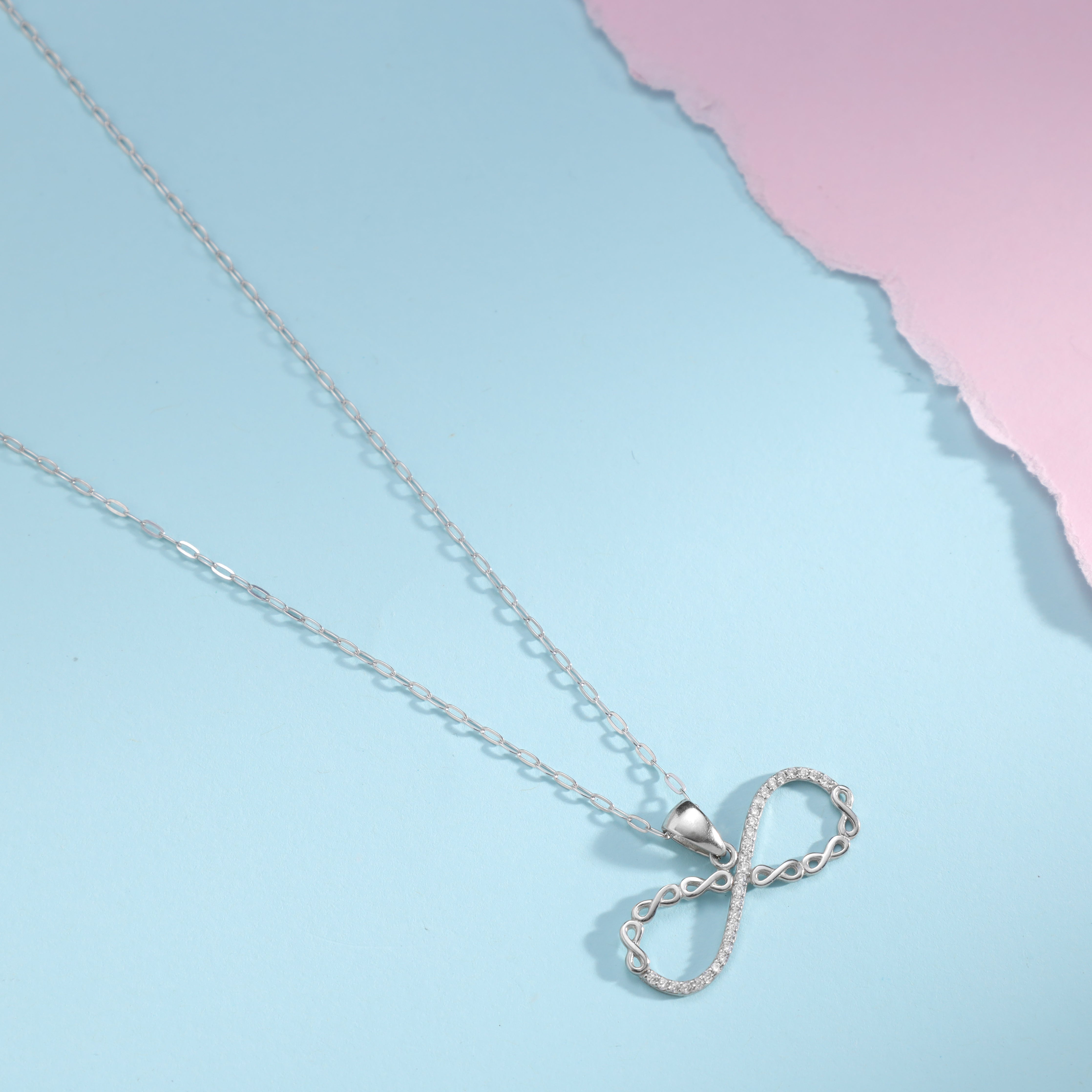 Women's anchor chain with infinity pendant made of 925 sterling silver