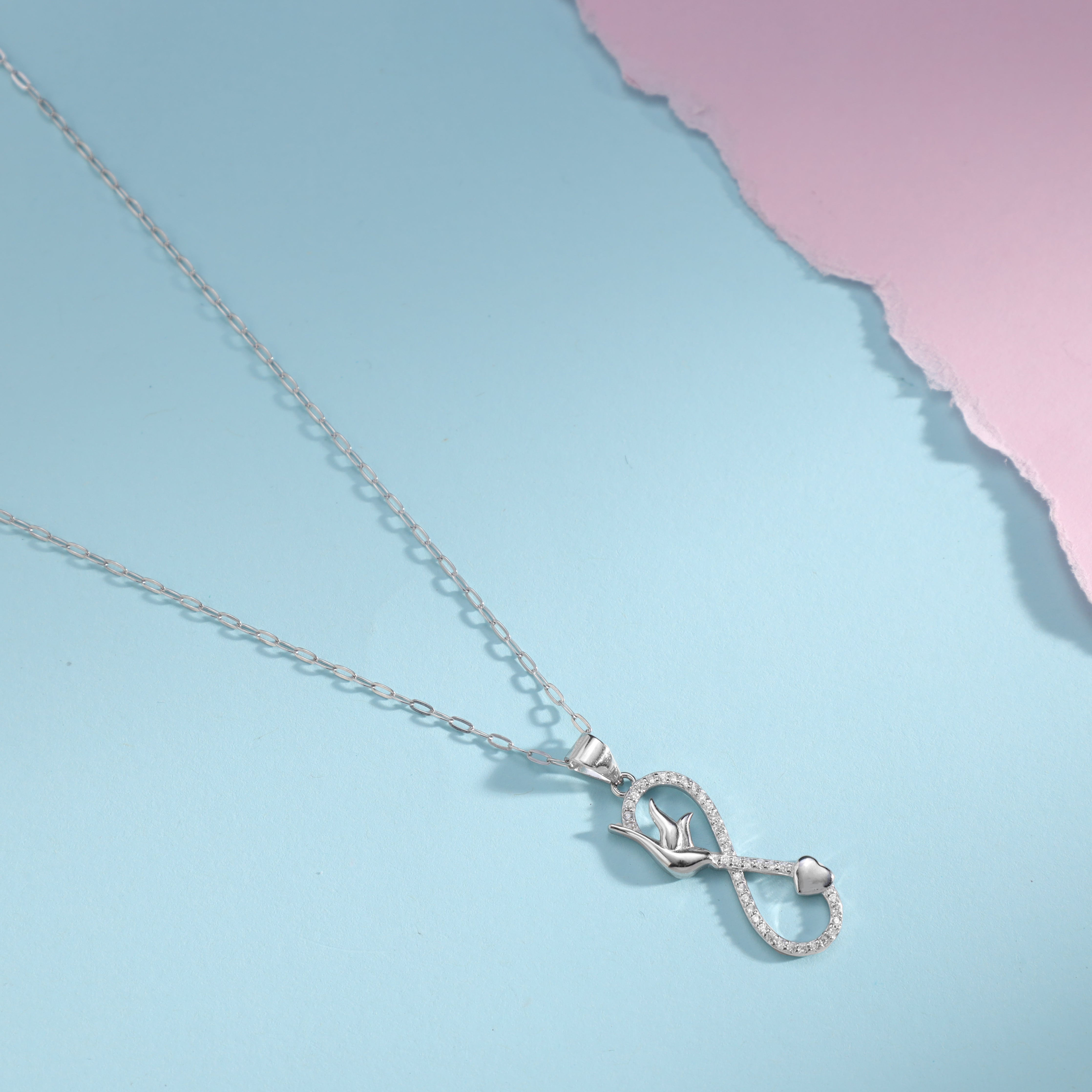 Women's anchor chain with iced out style infinity pendant made of 925 sterling silver