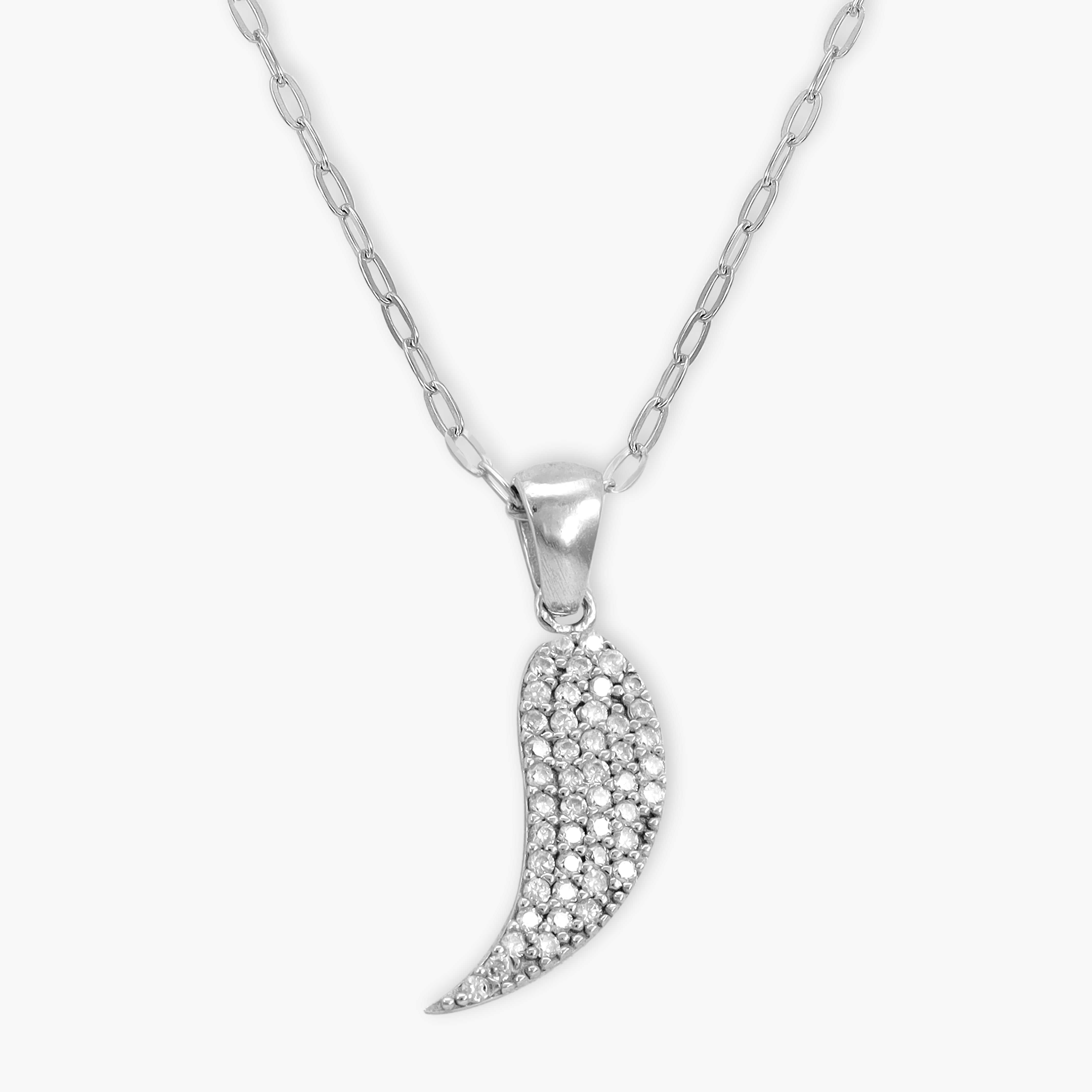 Damen Ankerkette mit Glitzer Flügel Anhänger aus 925 Sterling Silber