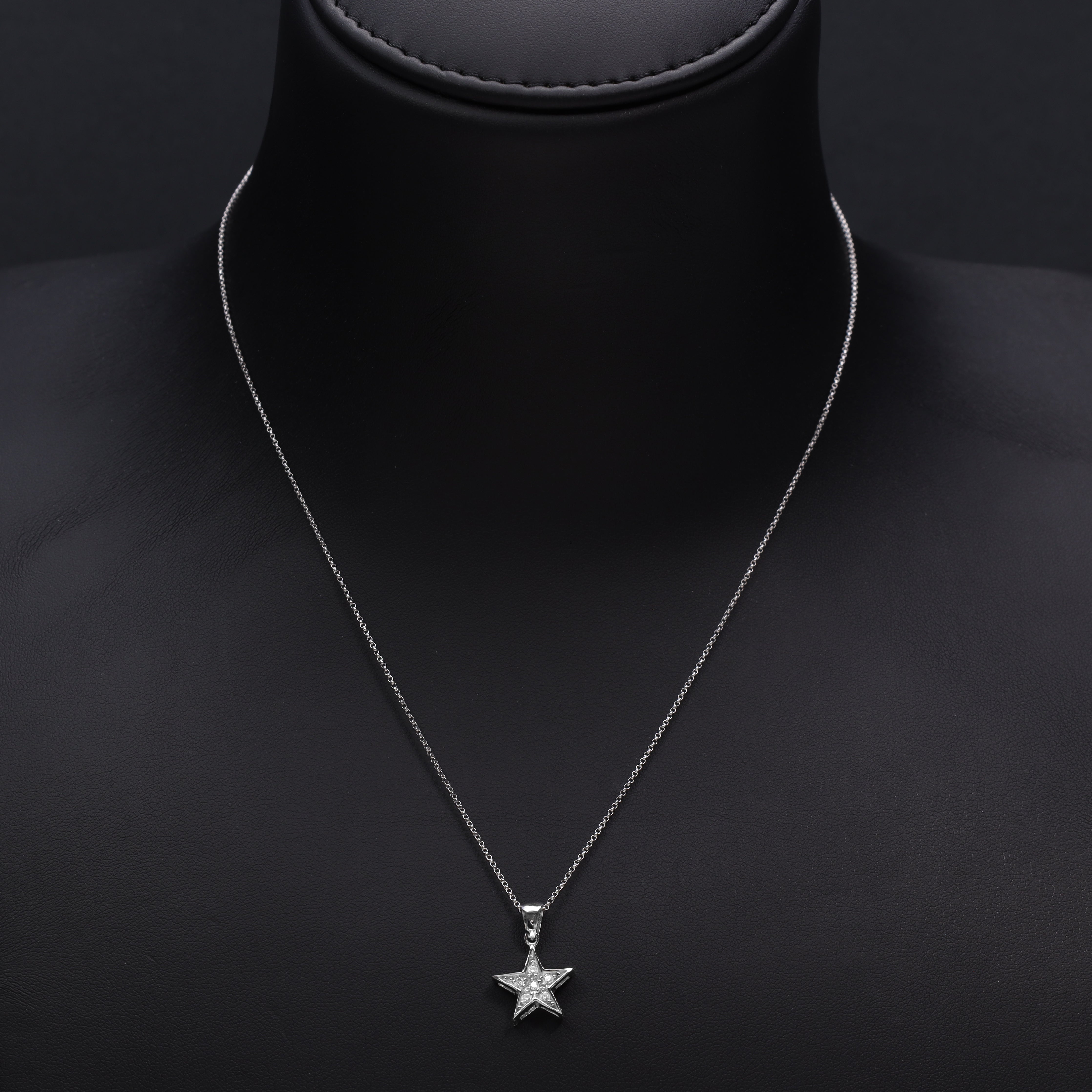 Women's Box Chain with Iced out style star pendant made of 925 Sterling Silver