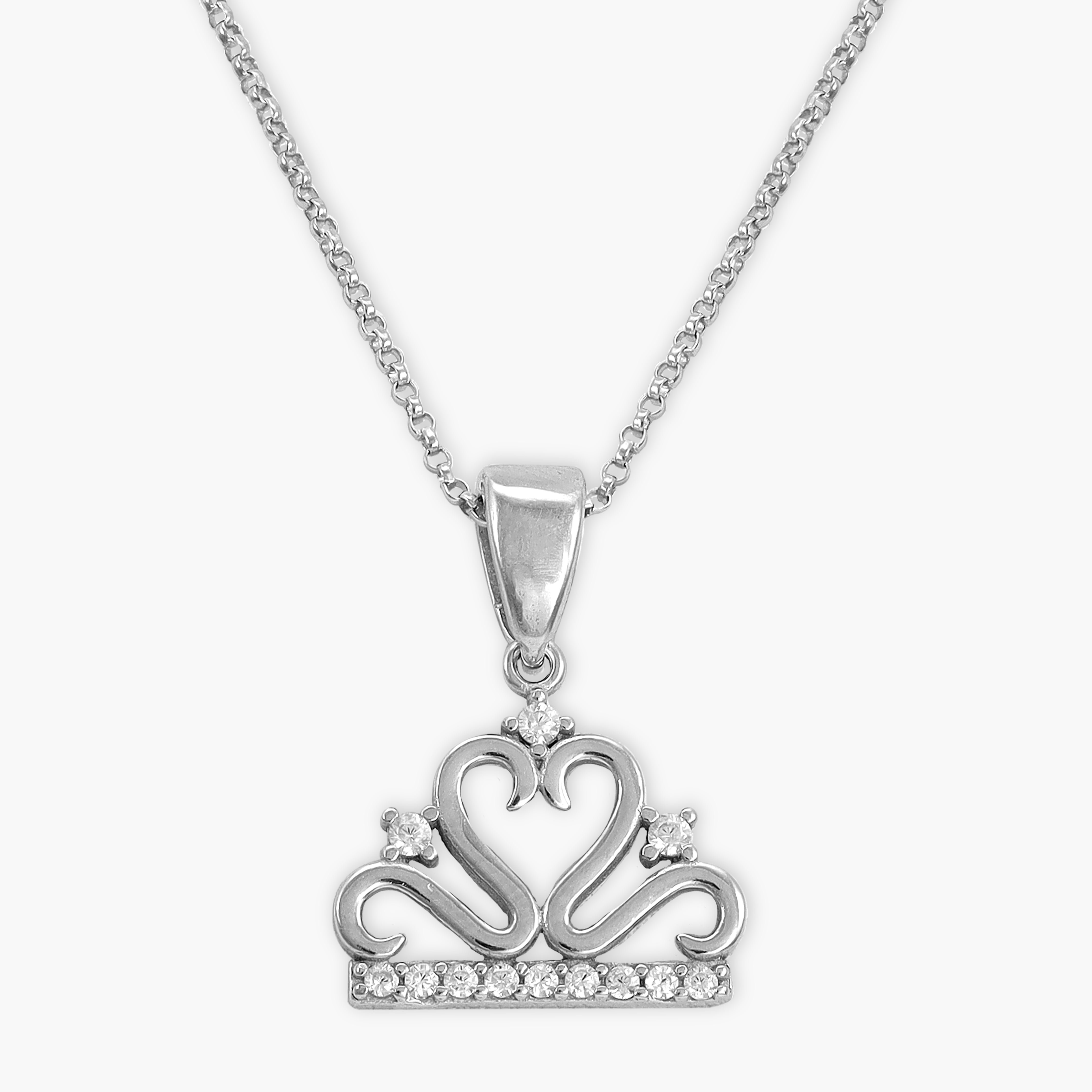 Women's Box Chain with Iced out style Hertz pendant made of 925 Sterling Silver