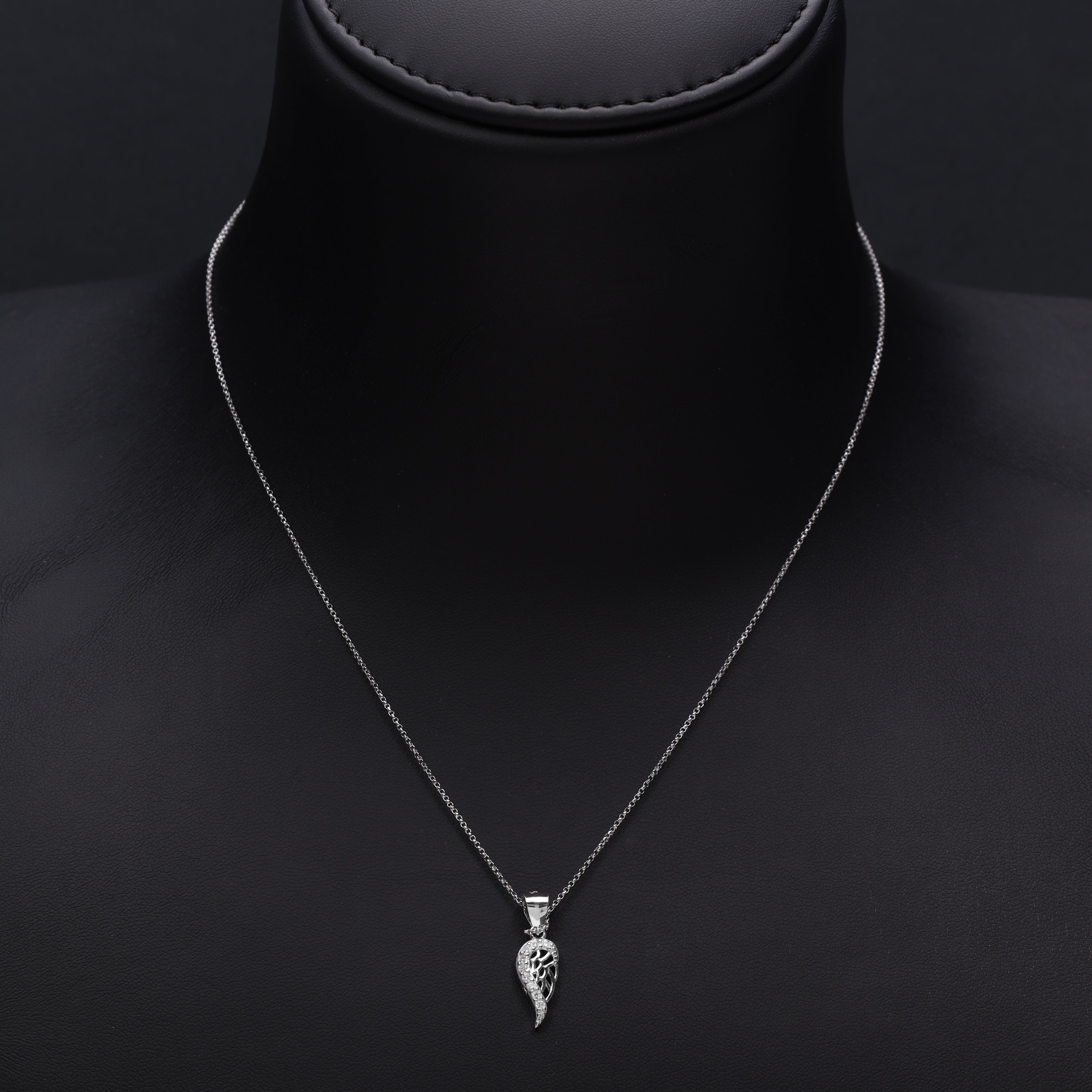 Women's Box Chain with Iced out style wing pendant made of 925 Sterling Silver