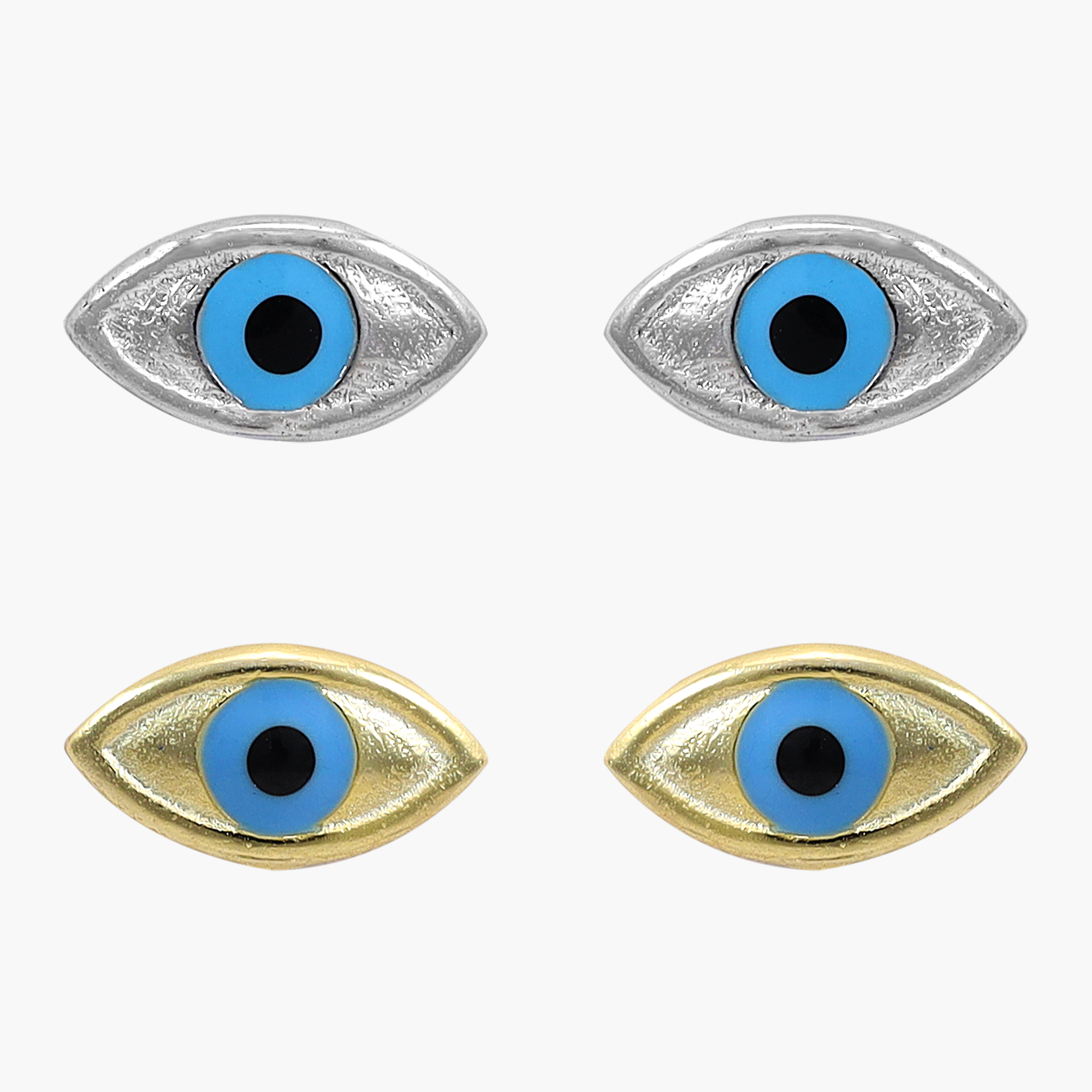 Women's Set of 2 Nazar Evil Eye Earrings made of 925 Sterling Silver 18K Gold Plated