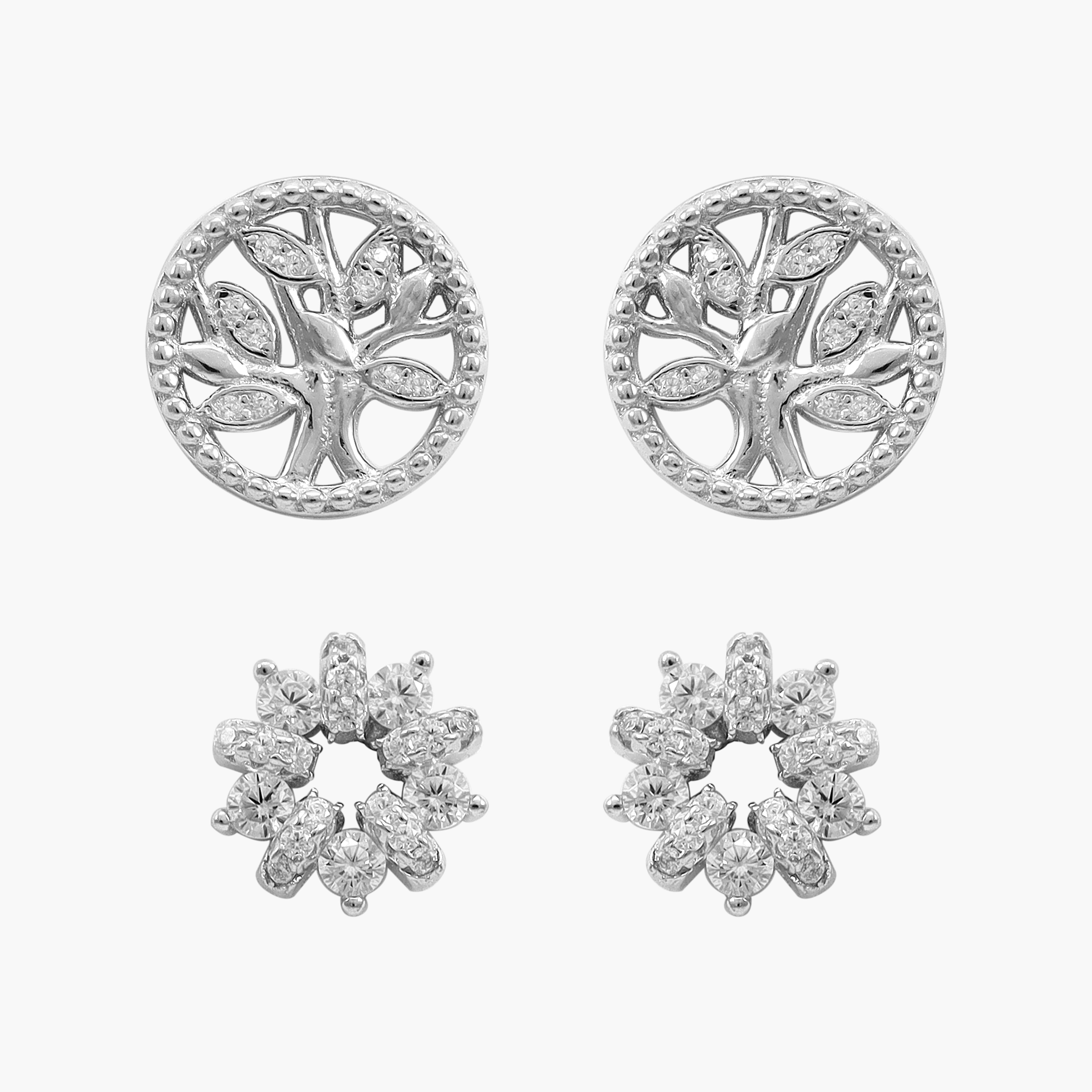 Women's set of 2 earrings made of 925 sterling silver