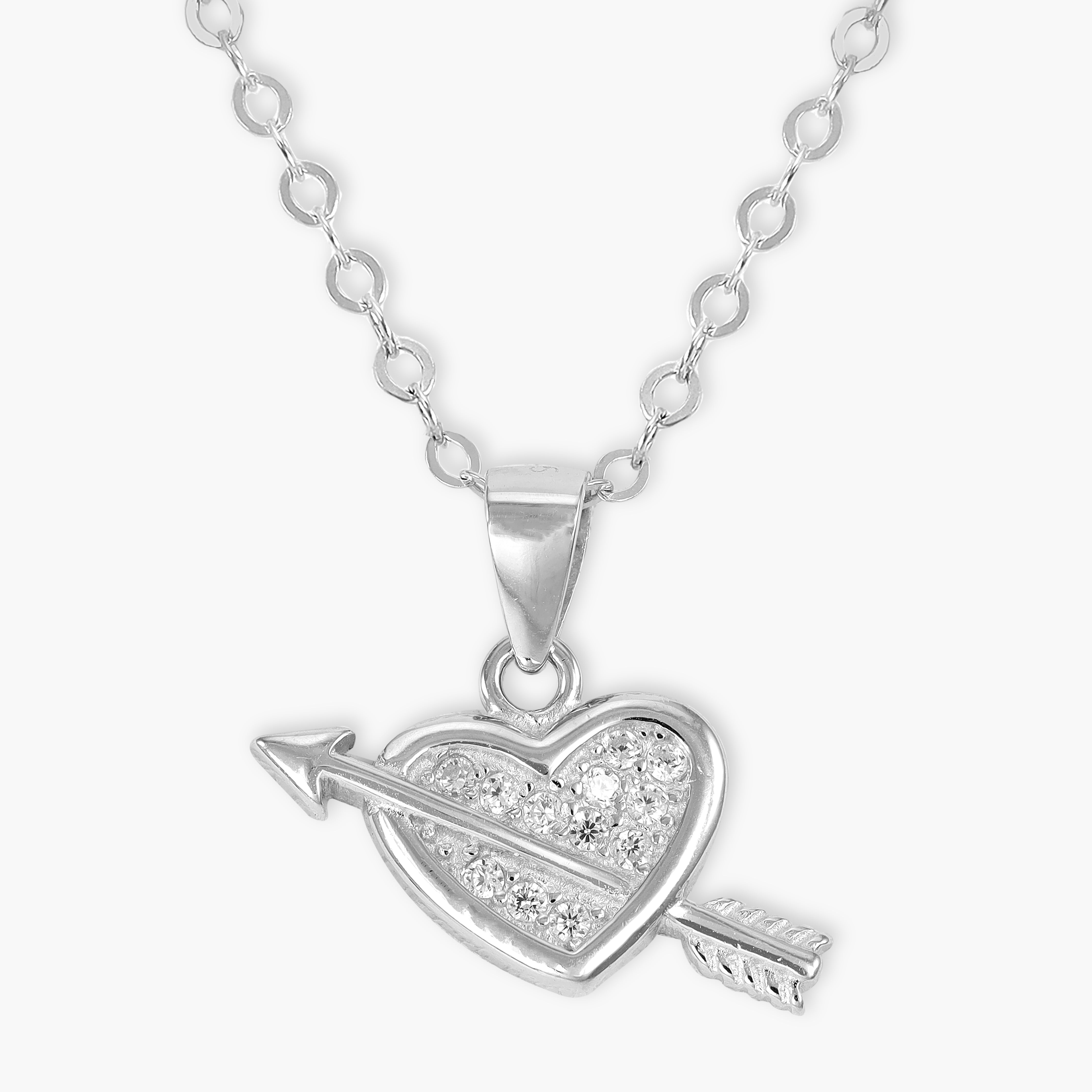 Women's Box Chain with Iced out style Hertz arrow pendant made of 925 Sterling Silver