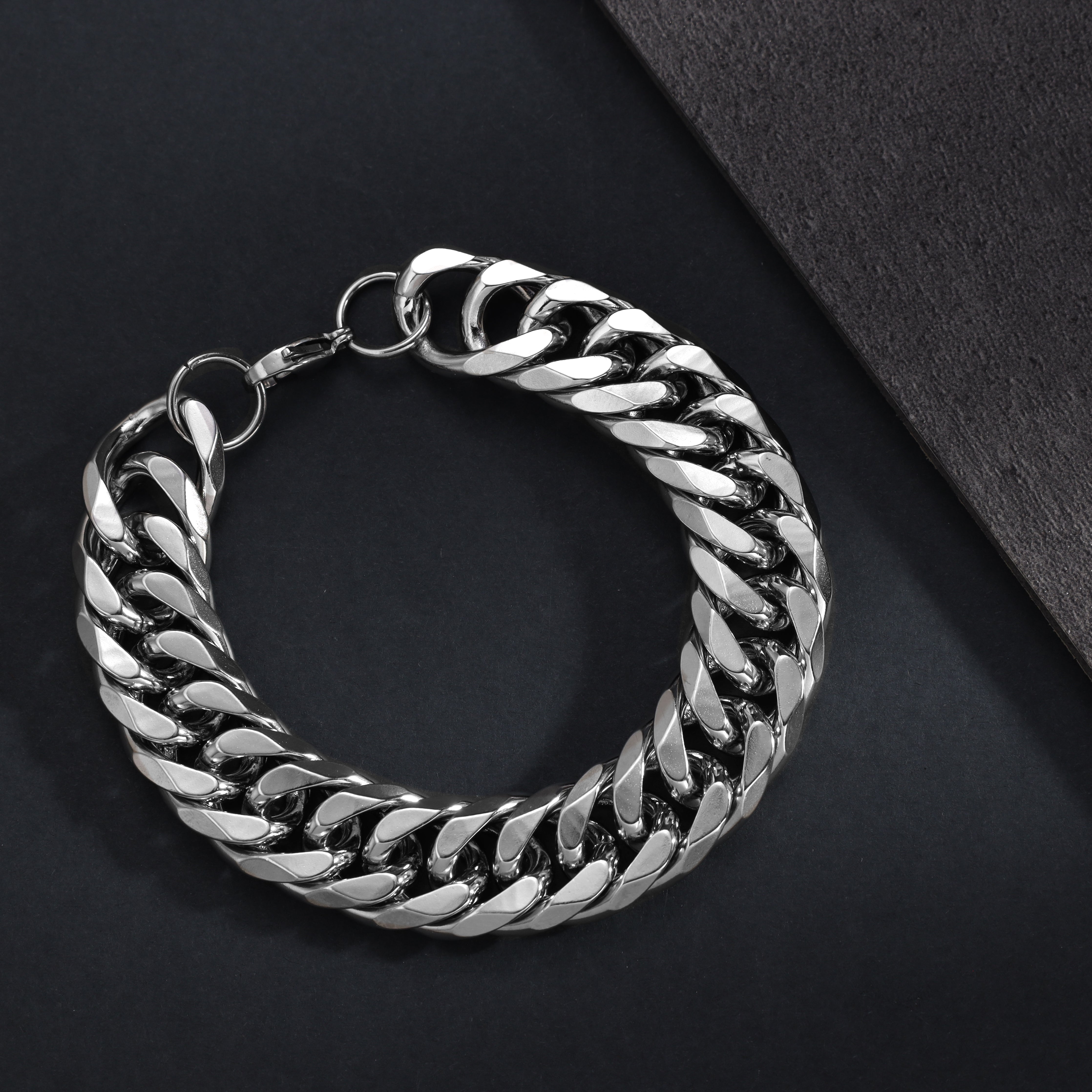 Solid 16mm double curb chain bracelet made of stainless steel 