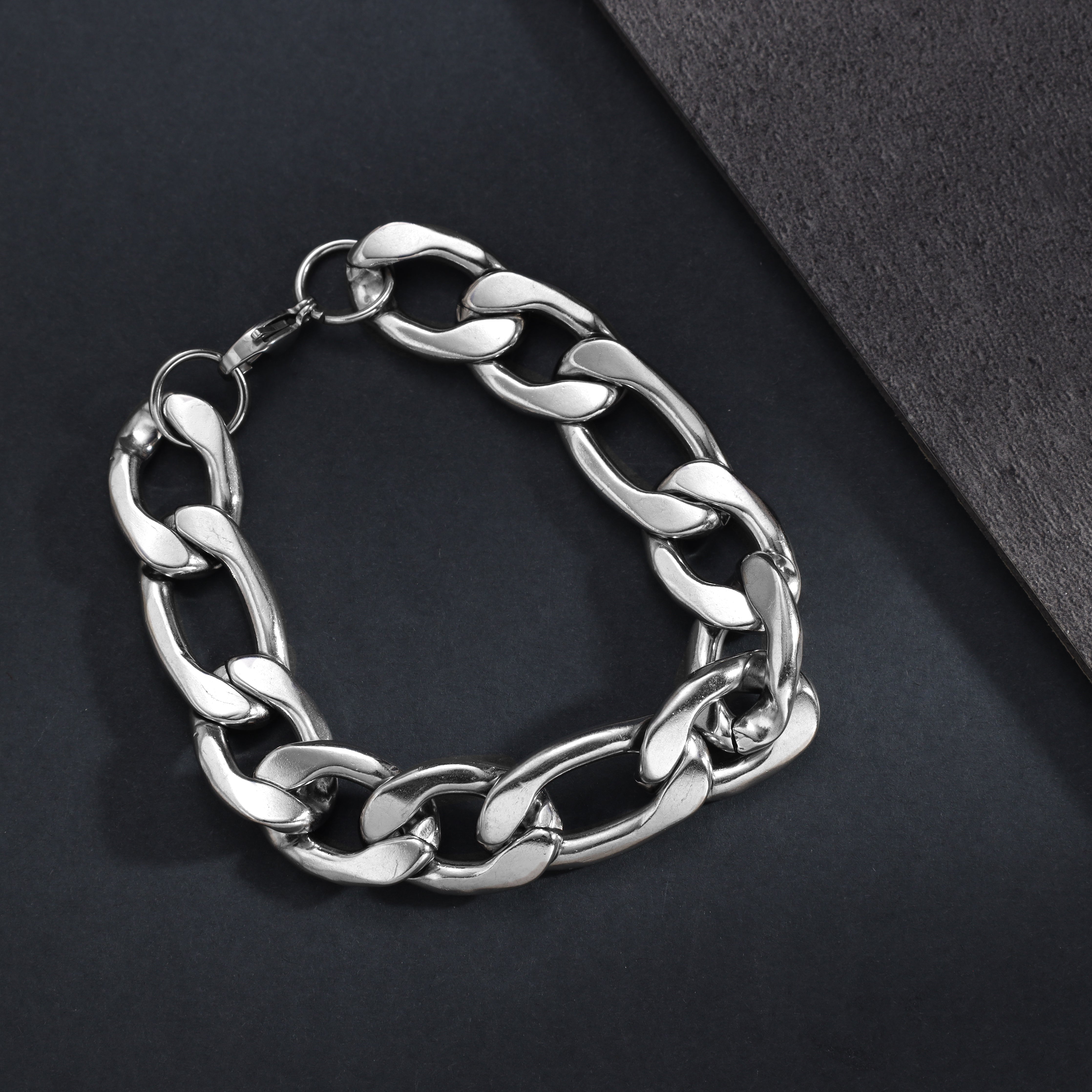 Solid 15mm Figaro chain bracelet made of stainless steel 