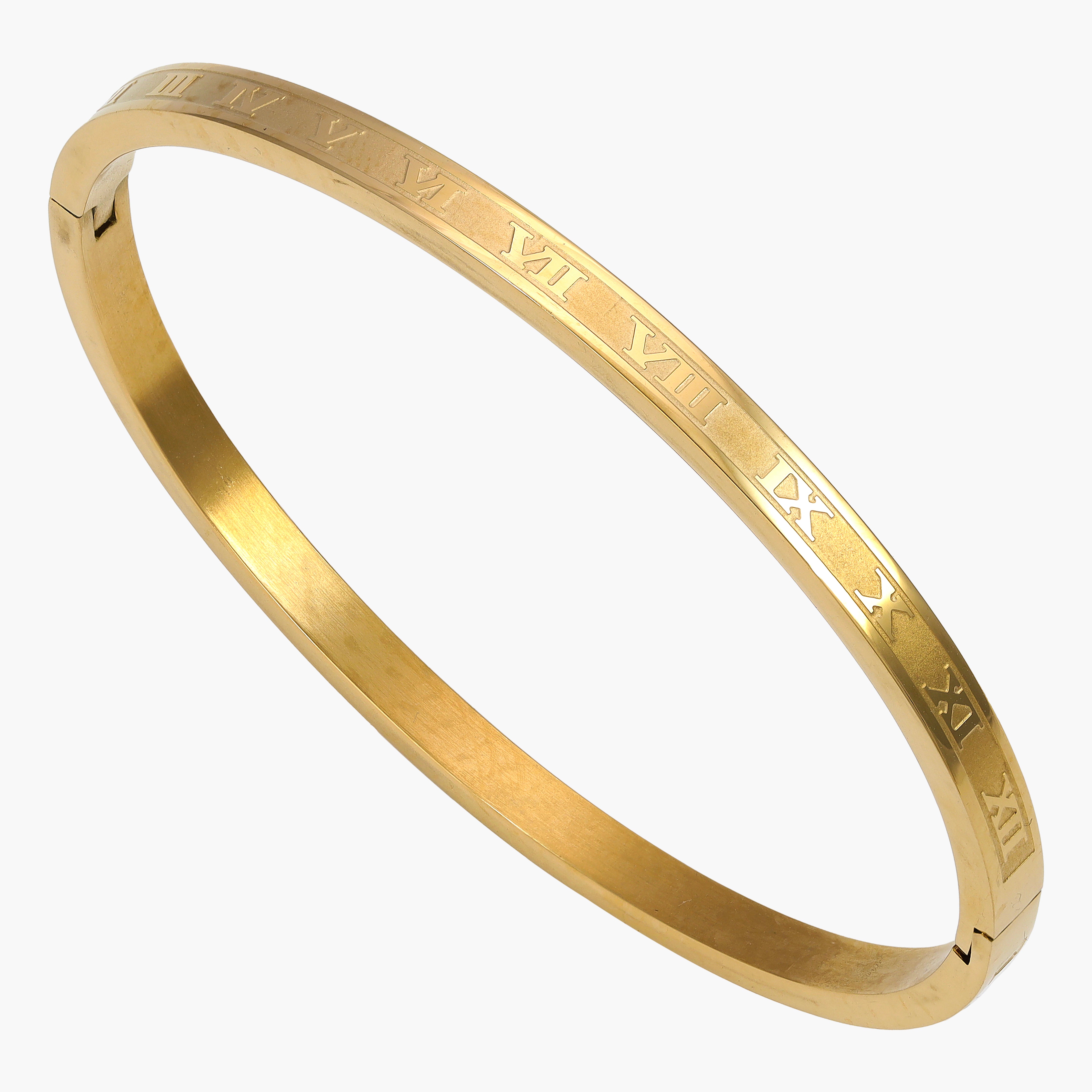 4mm ladies bangles Roman numerals made of stainless steel 18K gold plated 