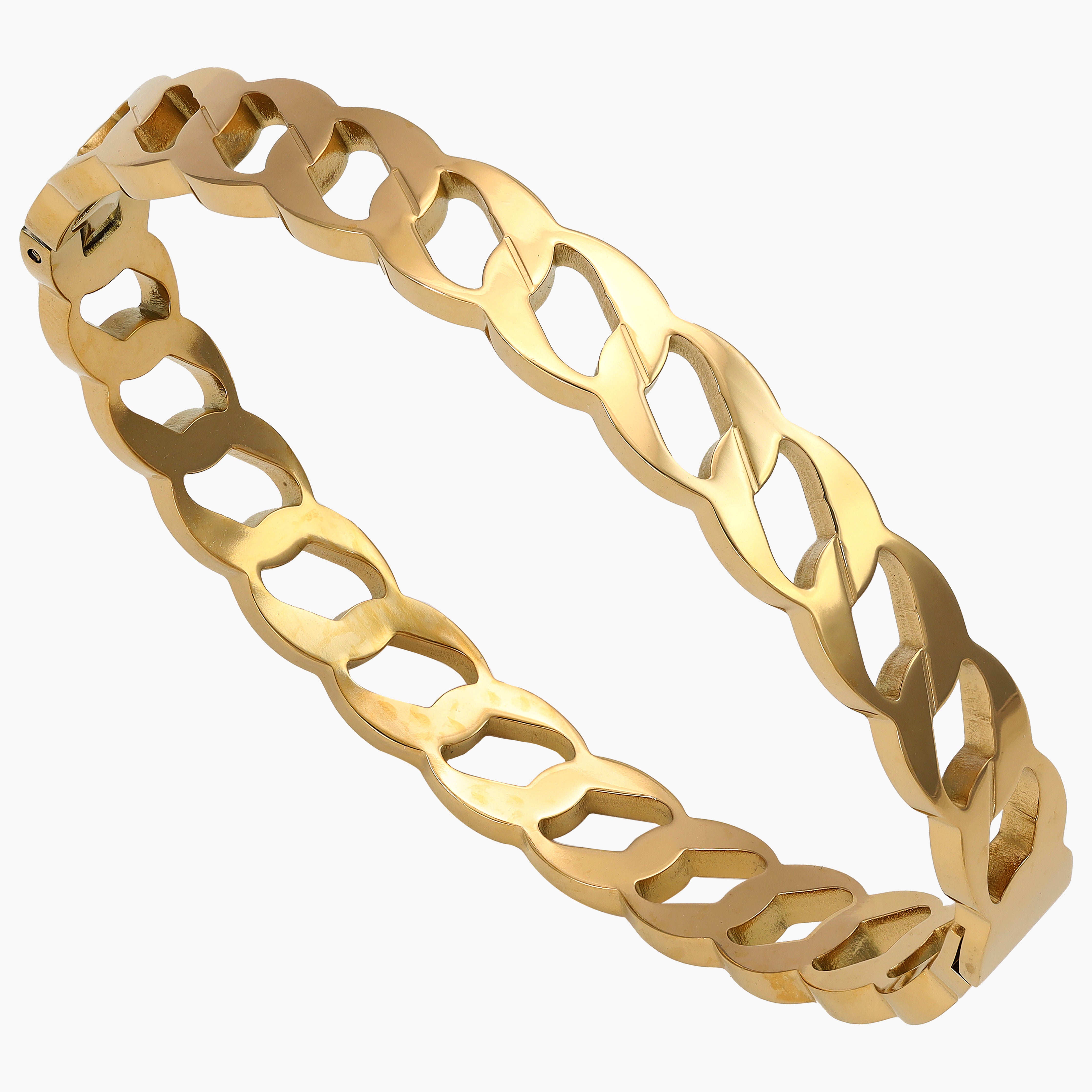 8mm bangle curb chain bracelet made of stainless steel 18K gold plated 