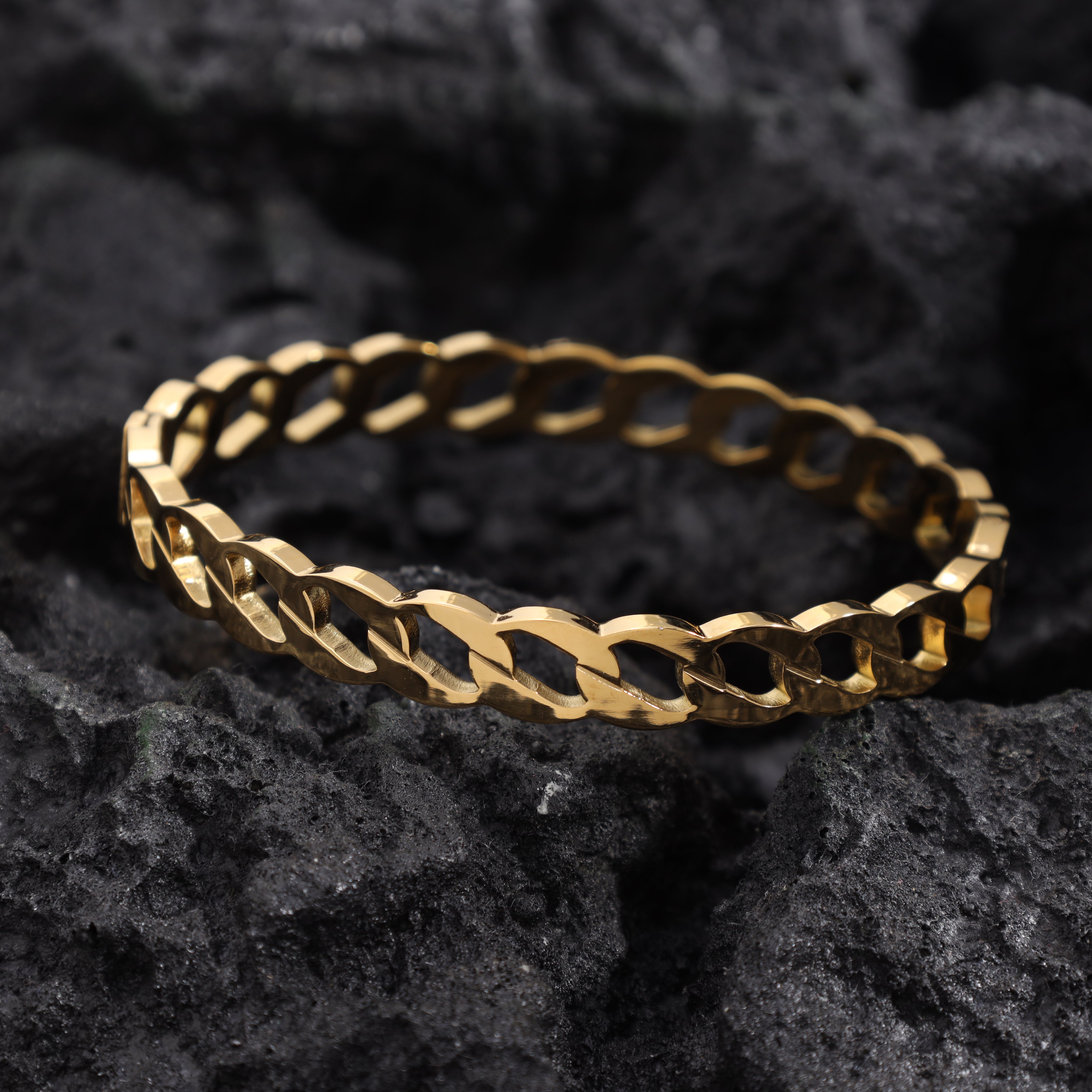 8mm bangle curb chain bracelet made of stainless steel 18K gold plated 