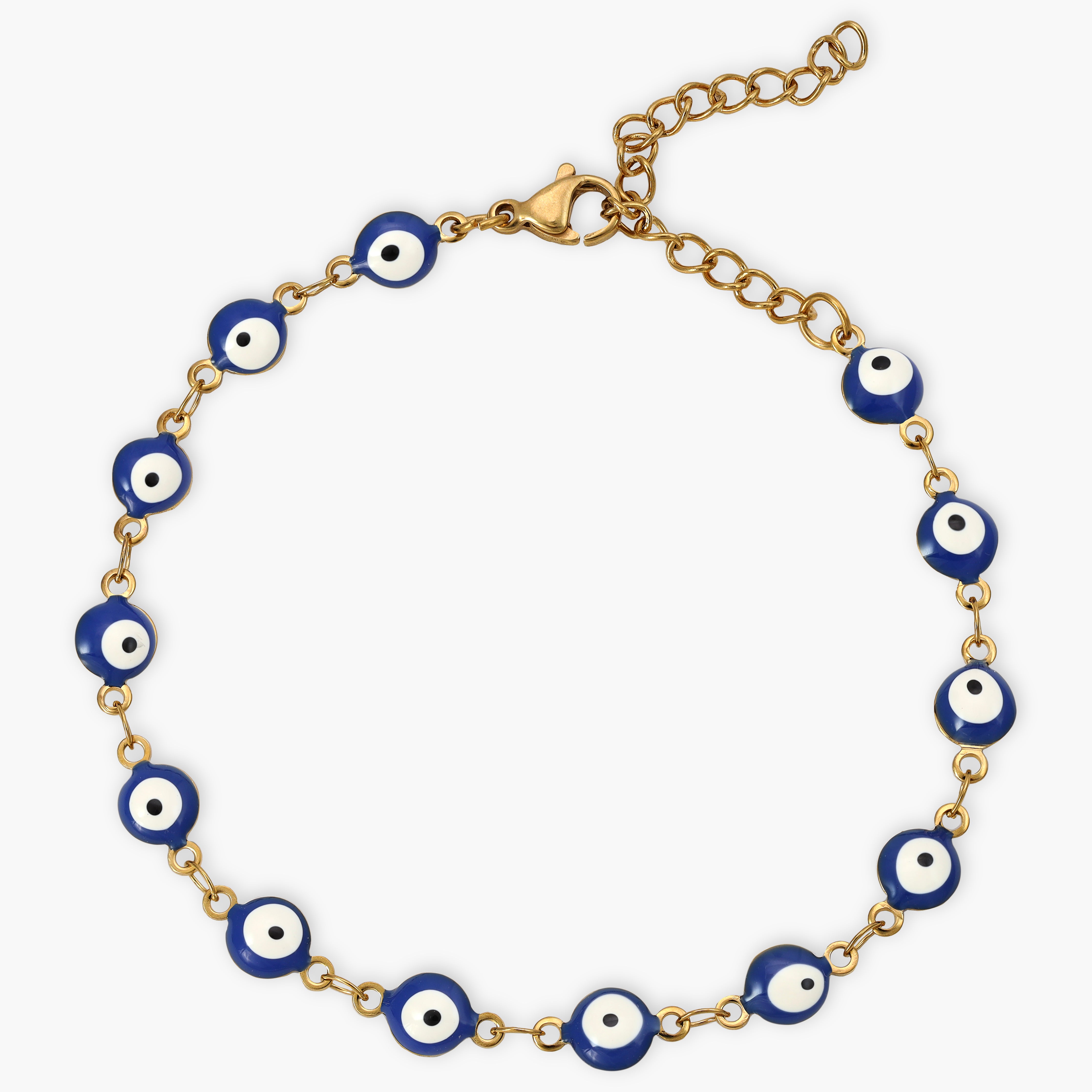 Women's Bracelet Evil eye Blue 2mm made of stainless steel 18K gold-plated 